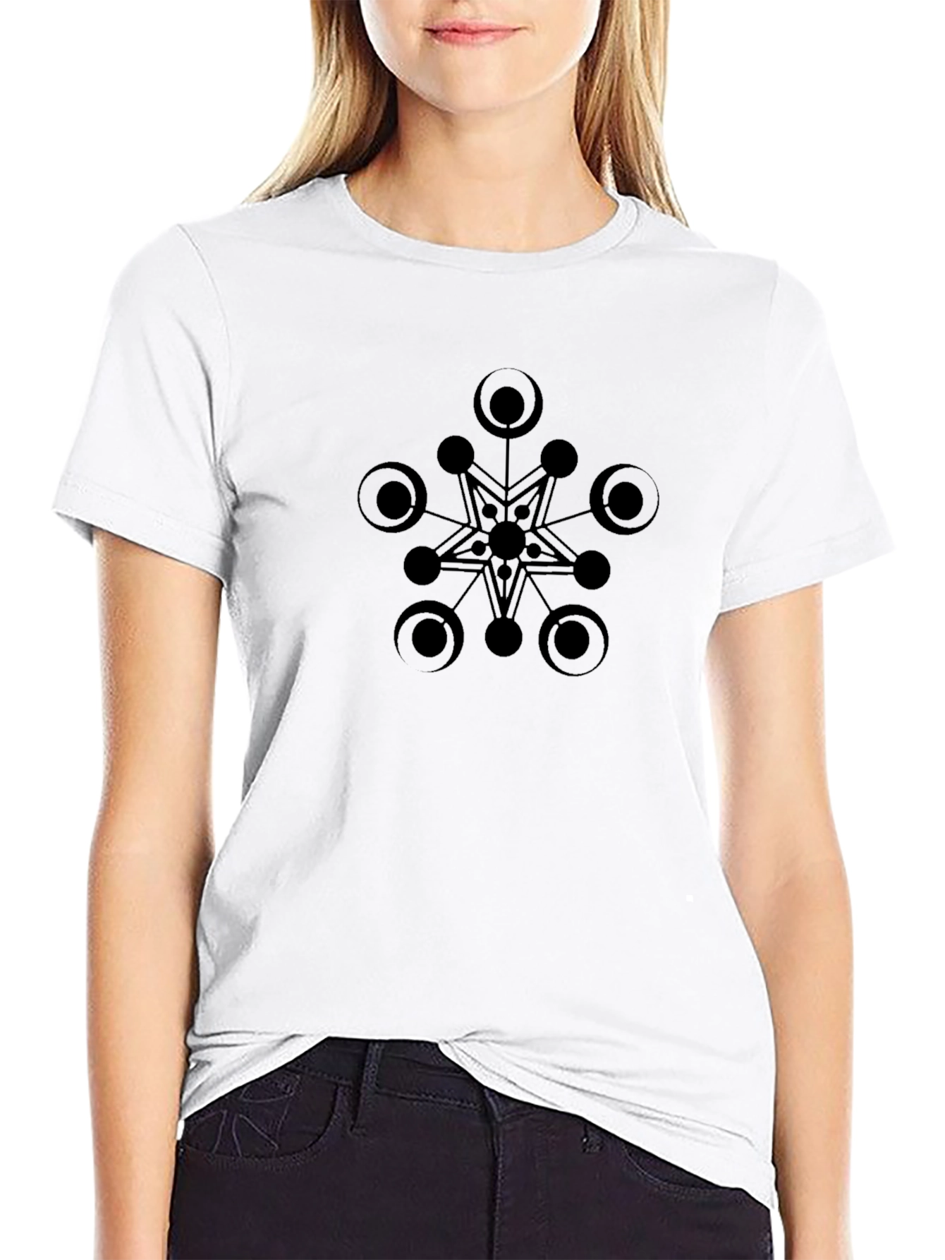 Abstract Star Design Black T-Shirt