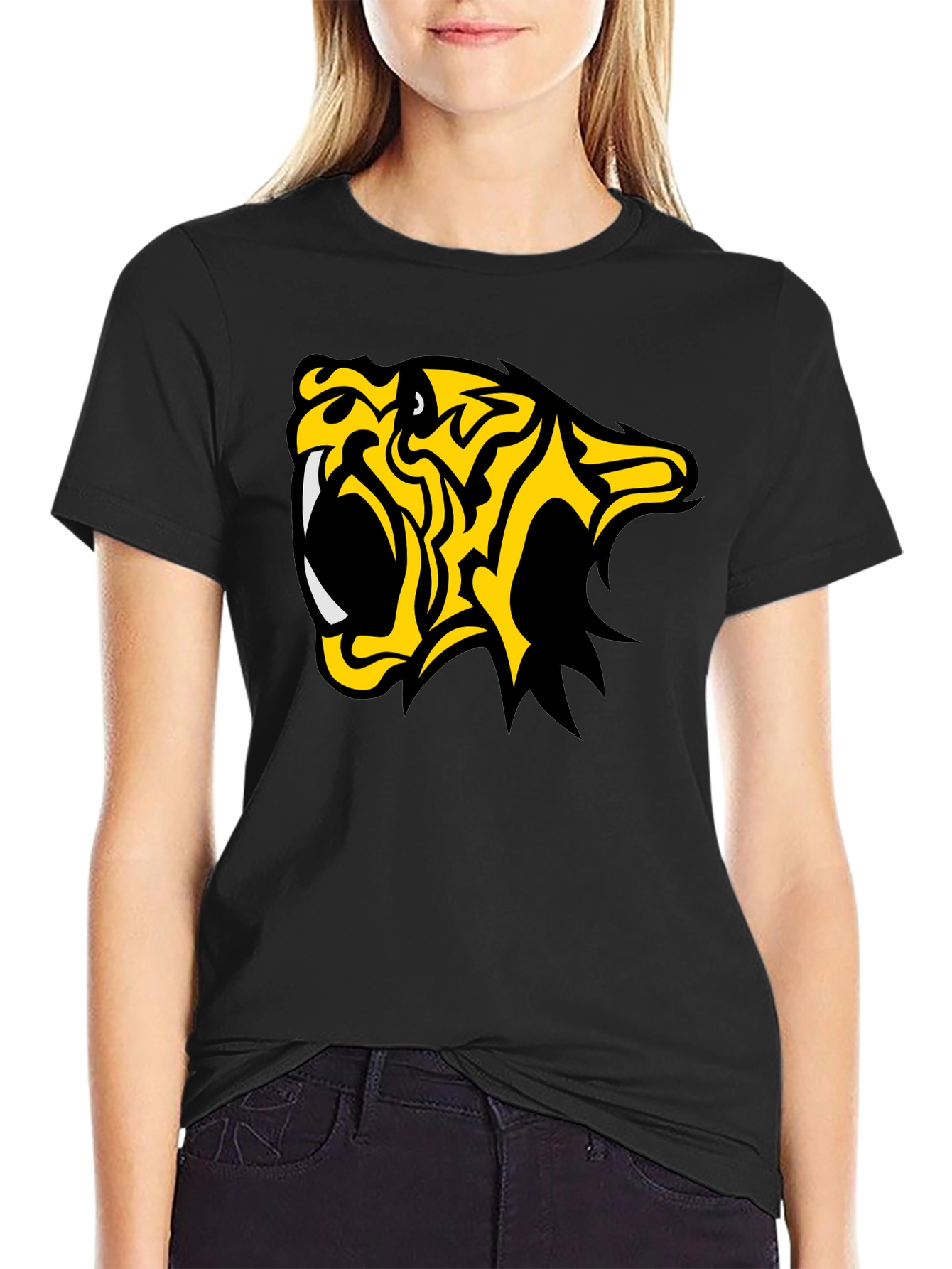 Fierce Tiger Graphic Tee - Bold Black Cotton T-Shirt