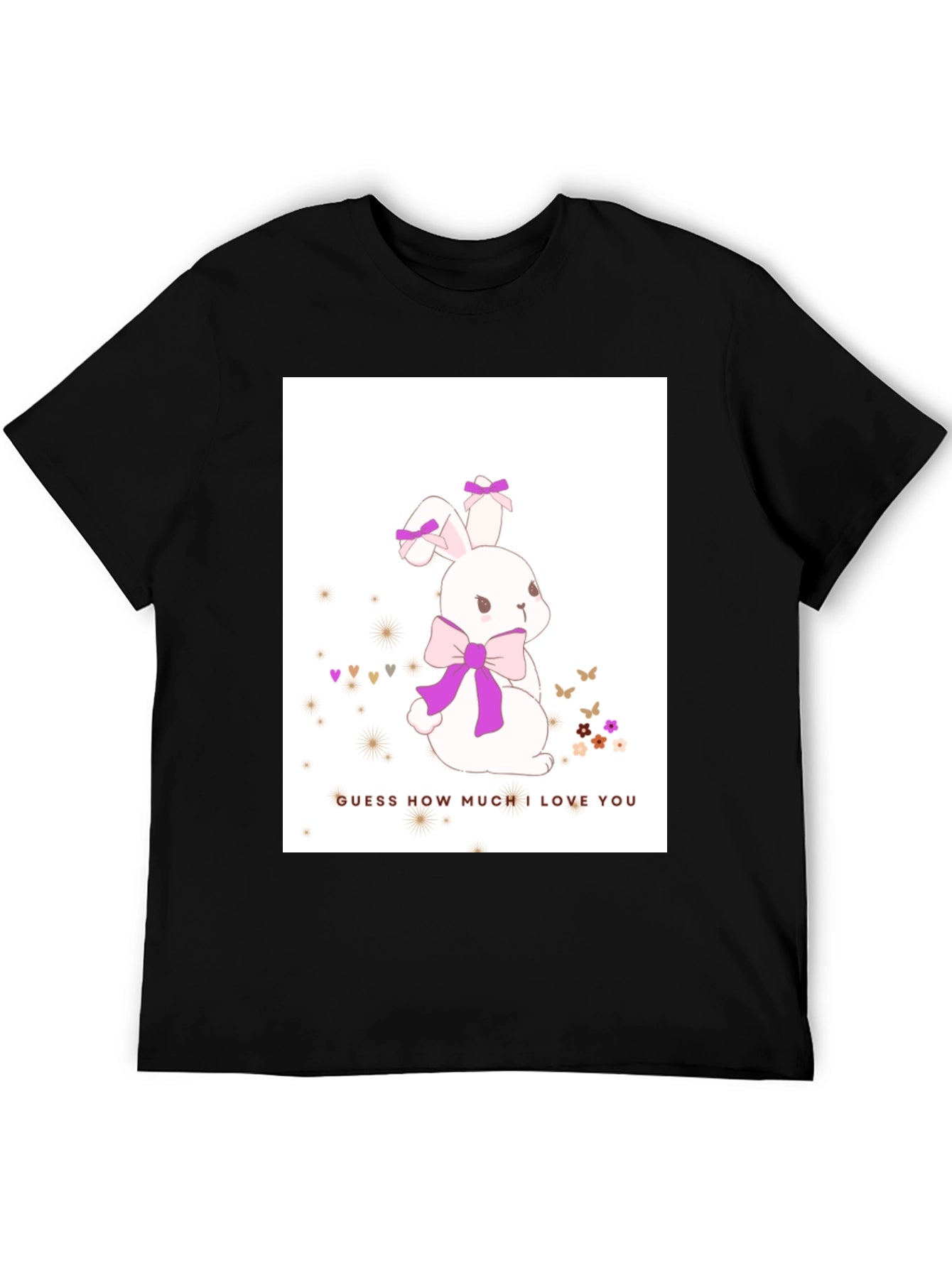 Cute Bunny T-Shirt - Guess How Much I Love You - Black