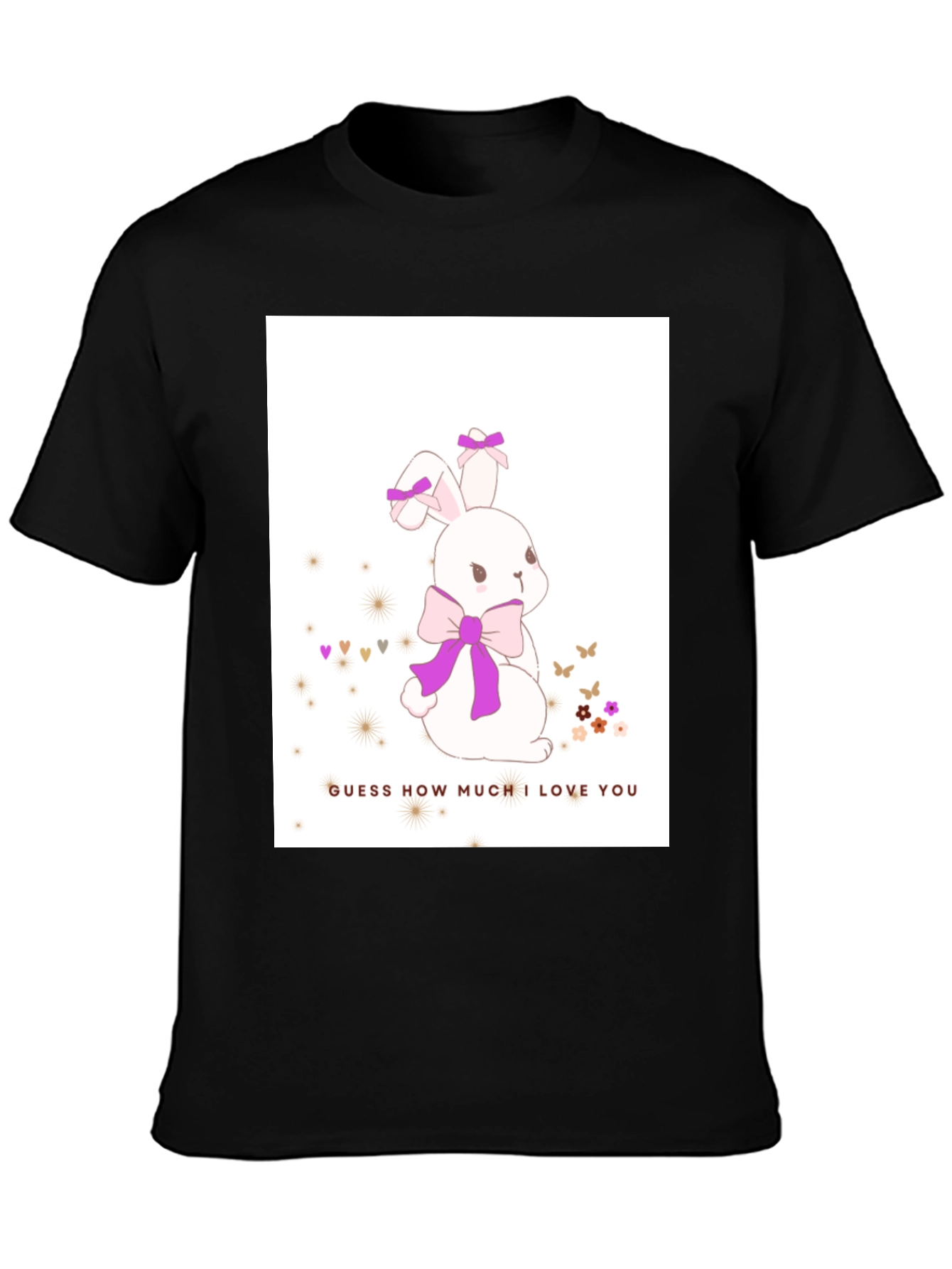 Cute Bunny T-Shirt - Guess How Much I Love You - Black