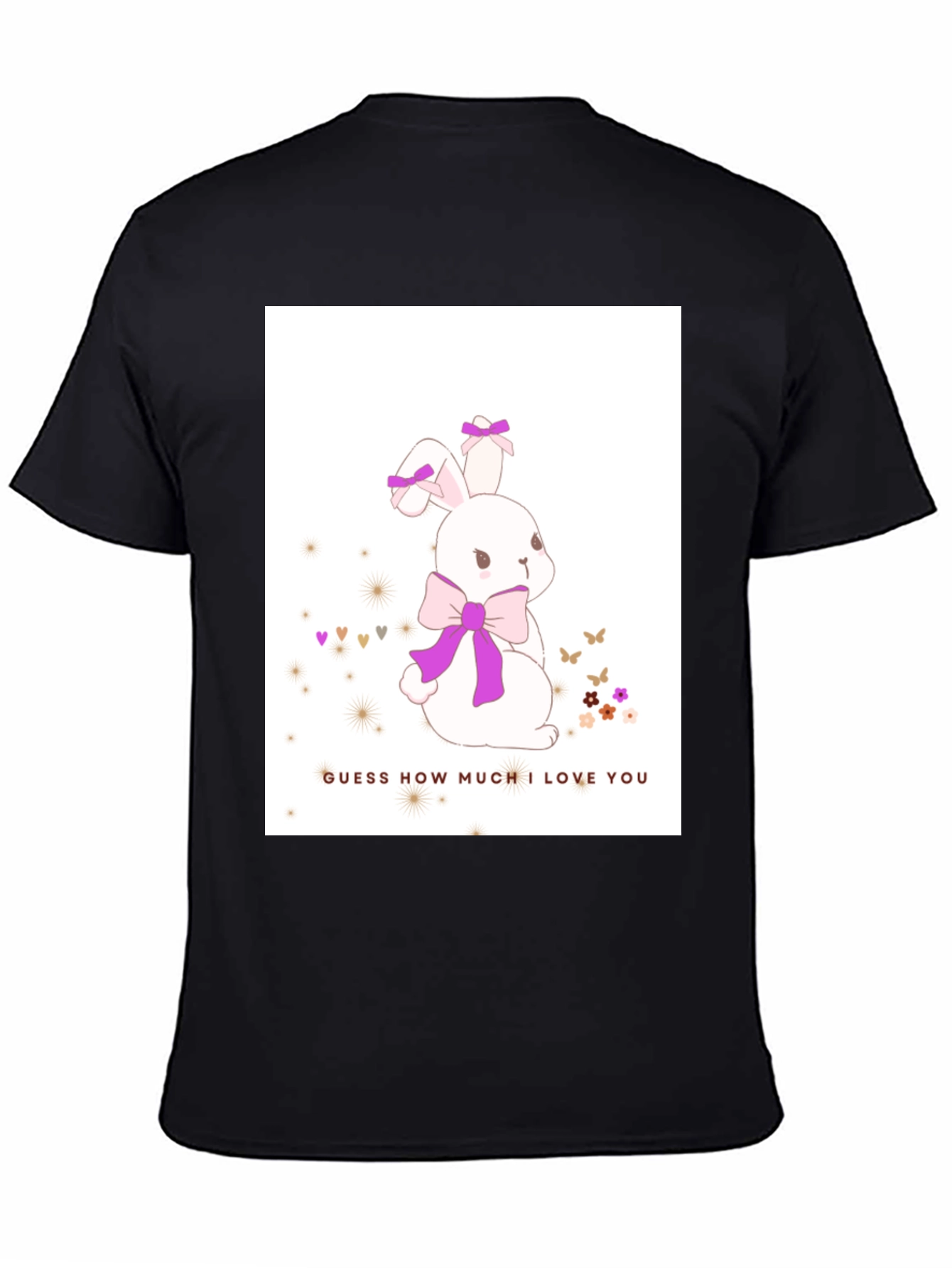 Cute Bunny T-Shirt - Guess How Much I Love You - Black