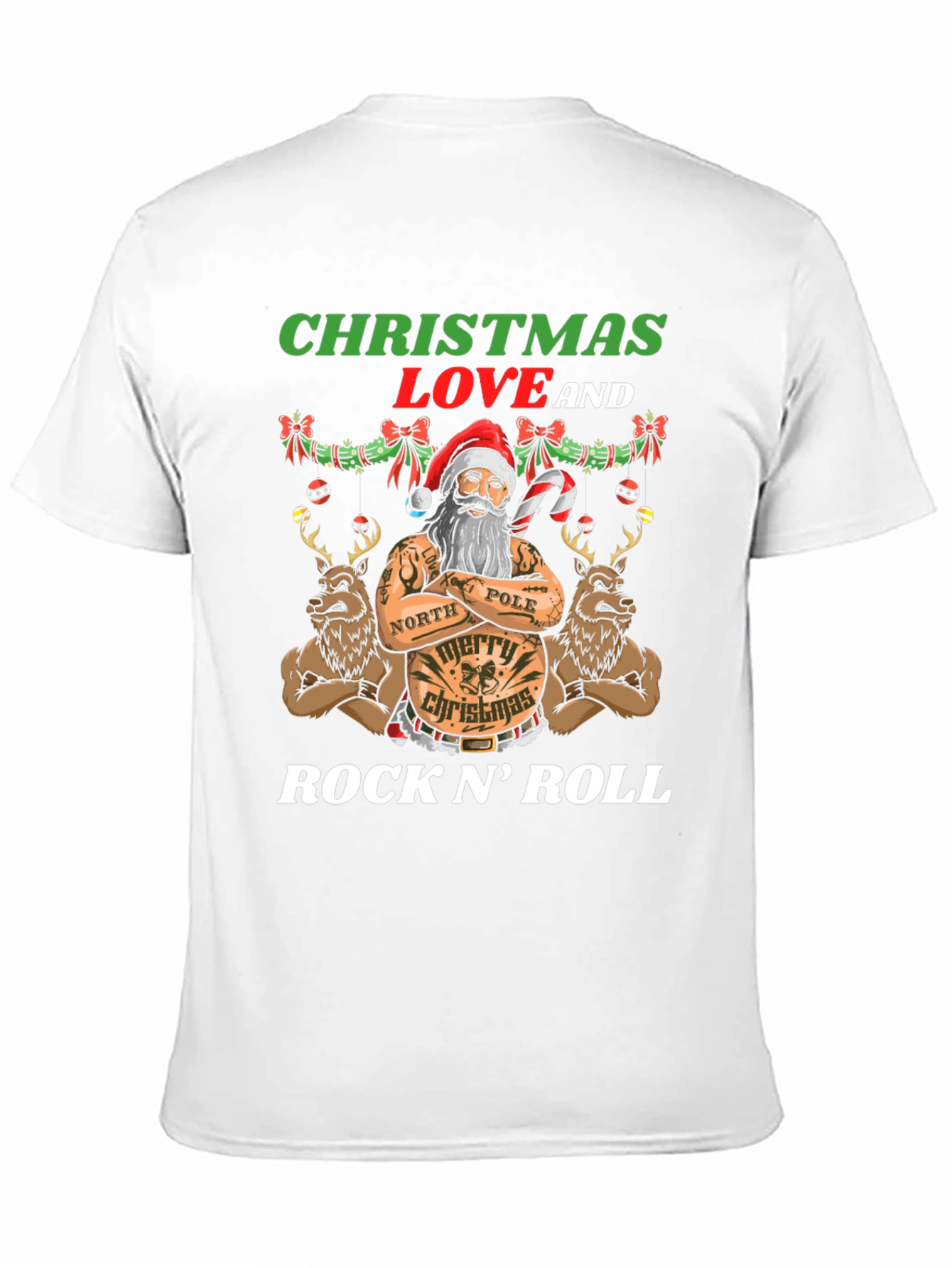 Christmas Love Rock N Roll Santa T-Shirt
