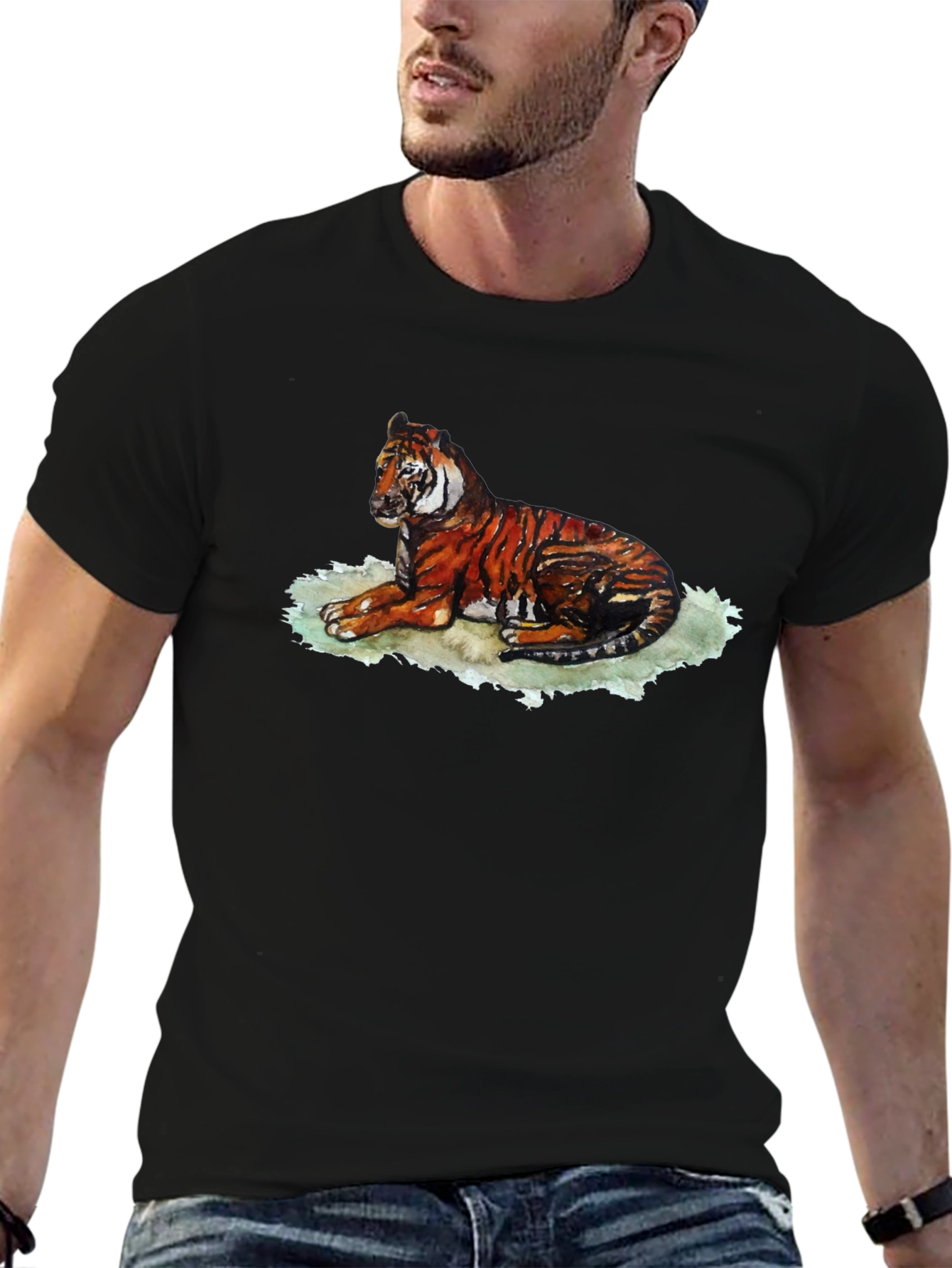 Tiger Graphic T-Shirt - Black Relaxed Fit