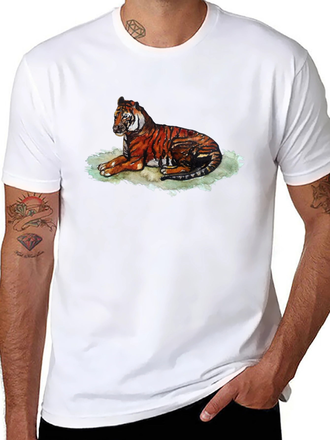 Tiger Graphic T-Shirt - Black Relaxed Fit