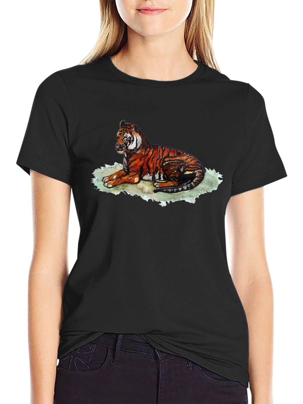 Tiger Graphic T-Shirt - Black Relaxed Fit