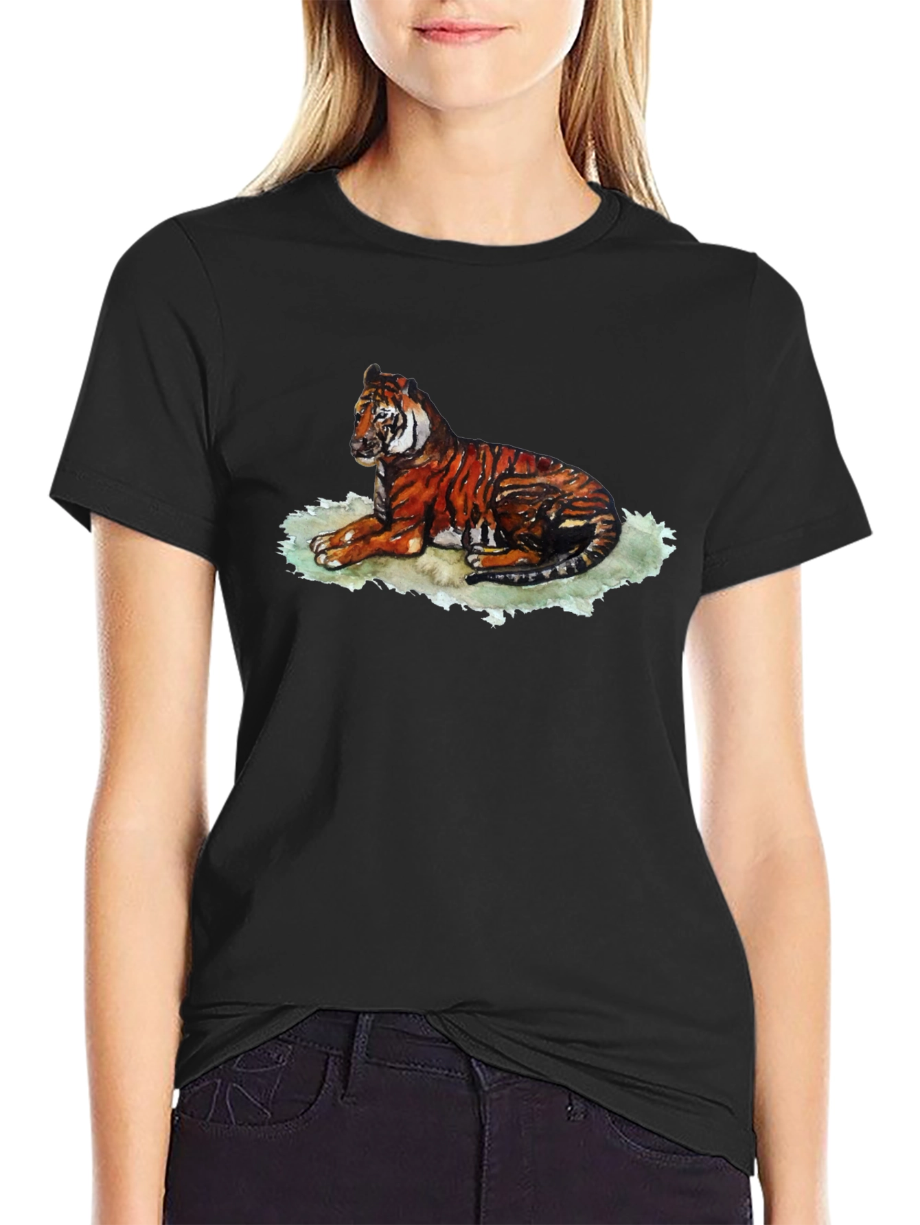 Tiger Graphic T-Shirt - Black Relaxed Fit