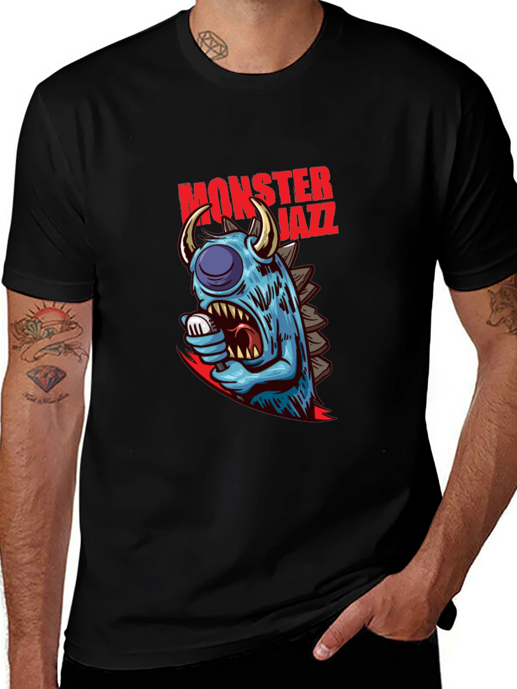 Monster Jazz Graphic Tee - Cool Creature Design