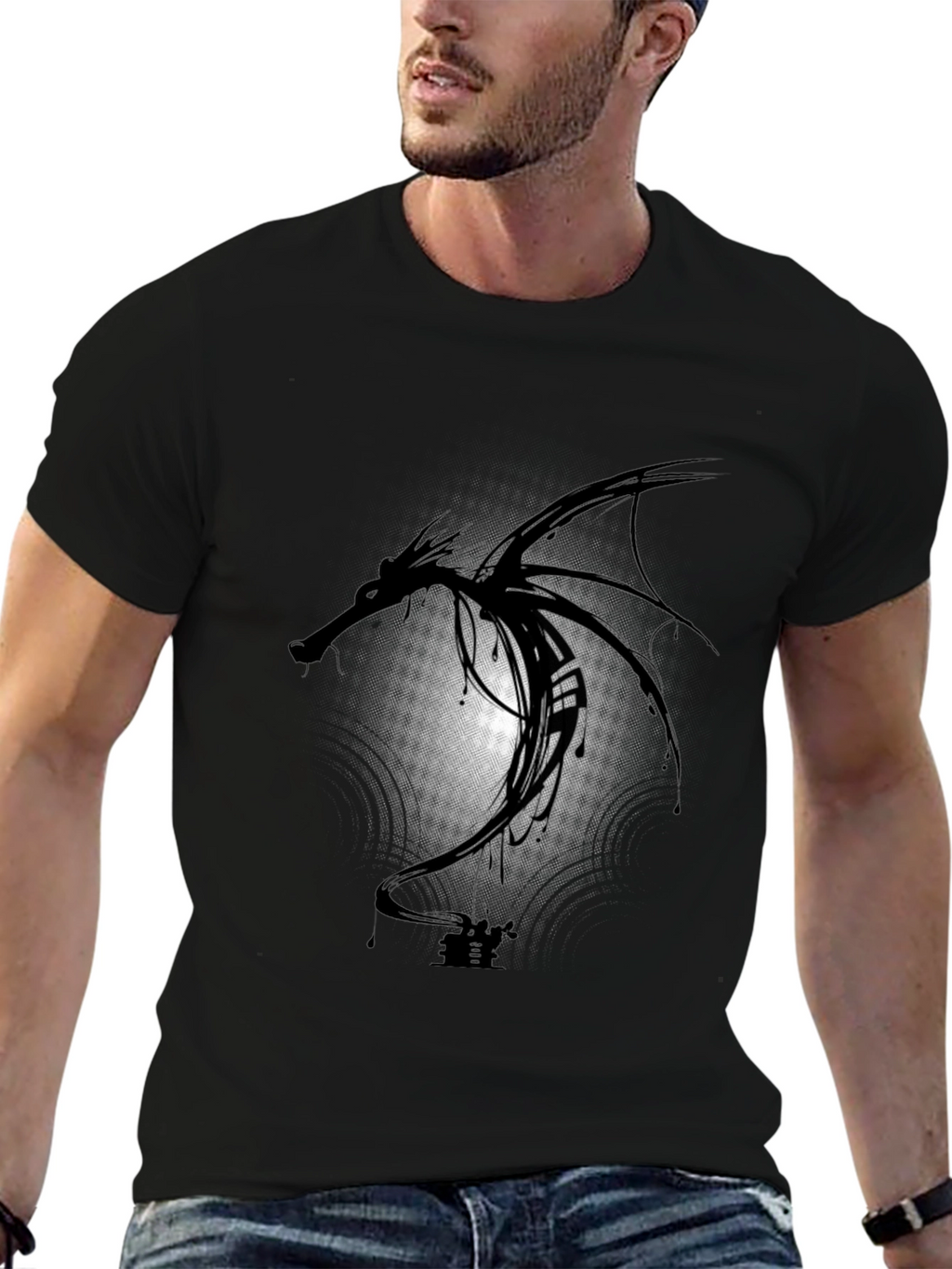 Dragon Graphic Black Tee - Modern Style