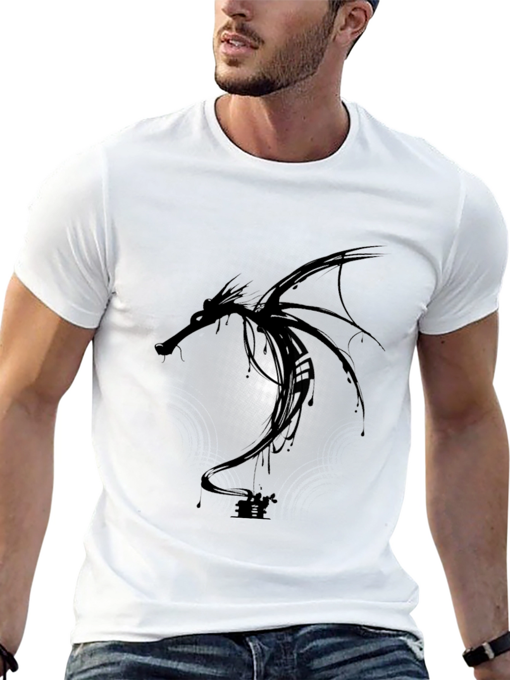 Dragon Graphic Black Tee - Modern Style