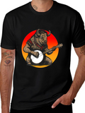 Bull with Banjo Graphic T-Shirt - Black