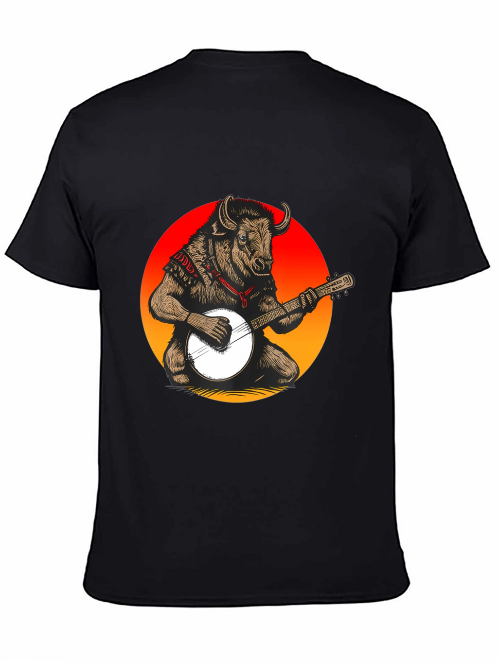 Bull with Banjo Graphic T-Shirt - Black