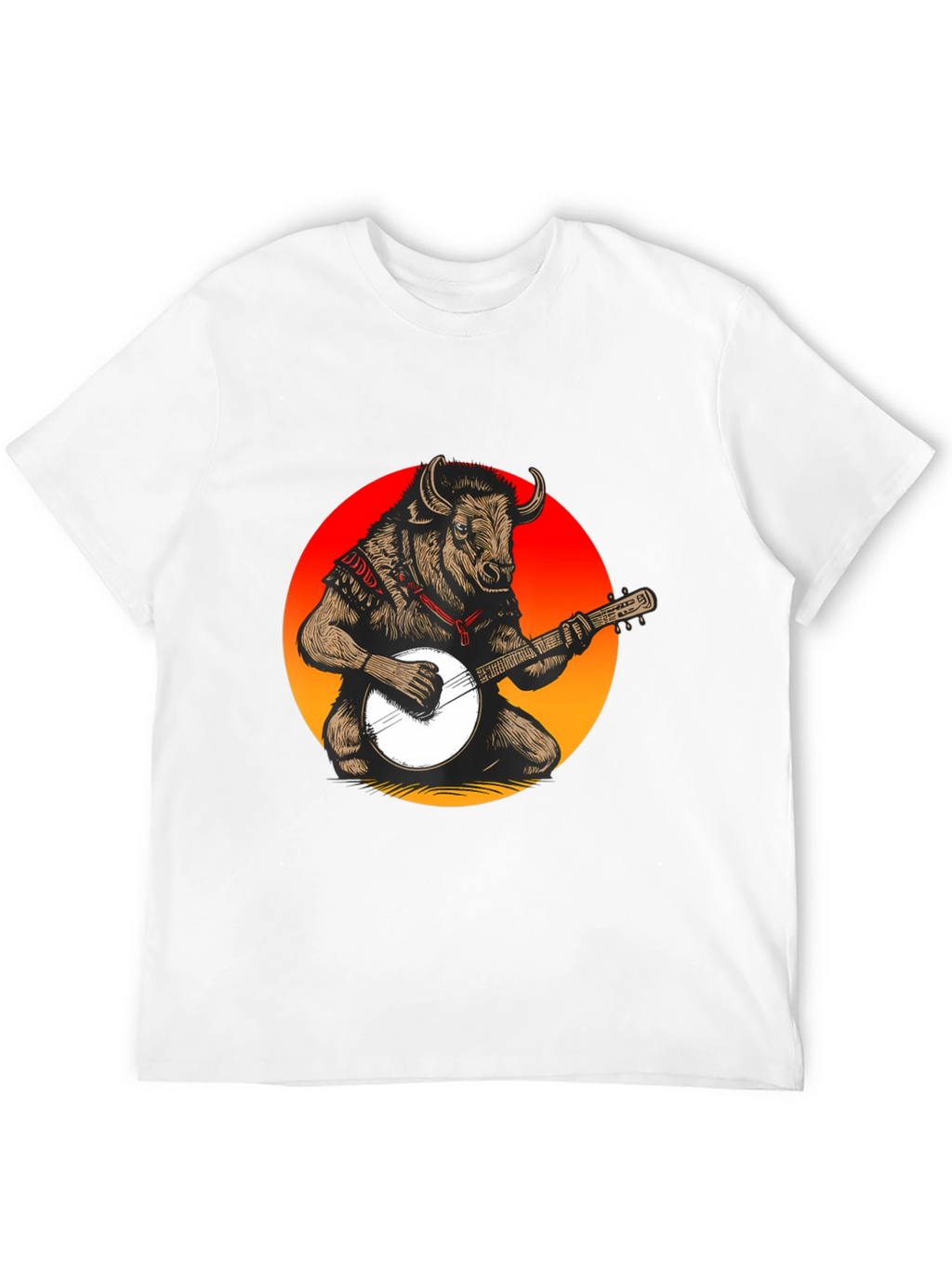 Bull with Banjo Graphic T-Shirt - Black