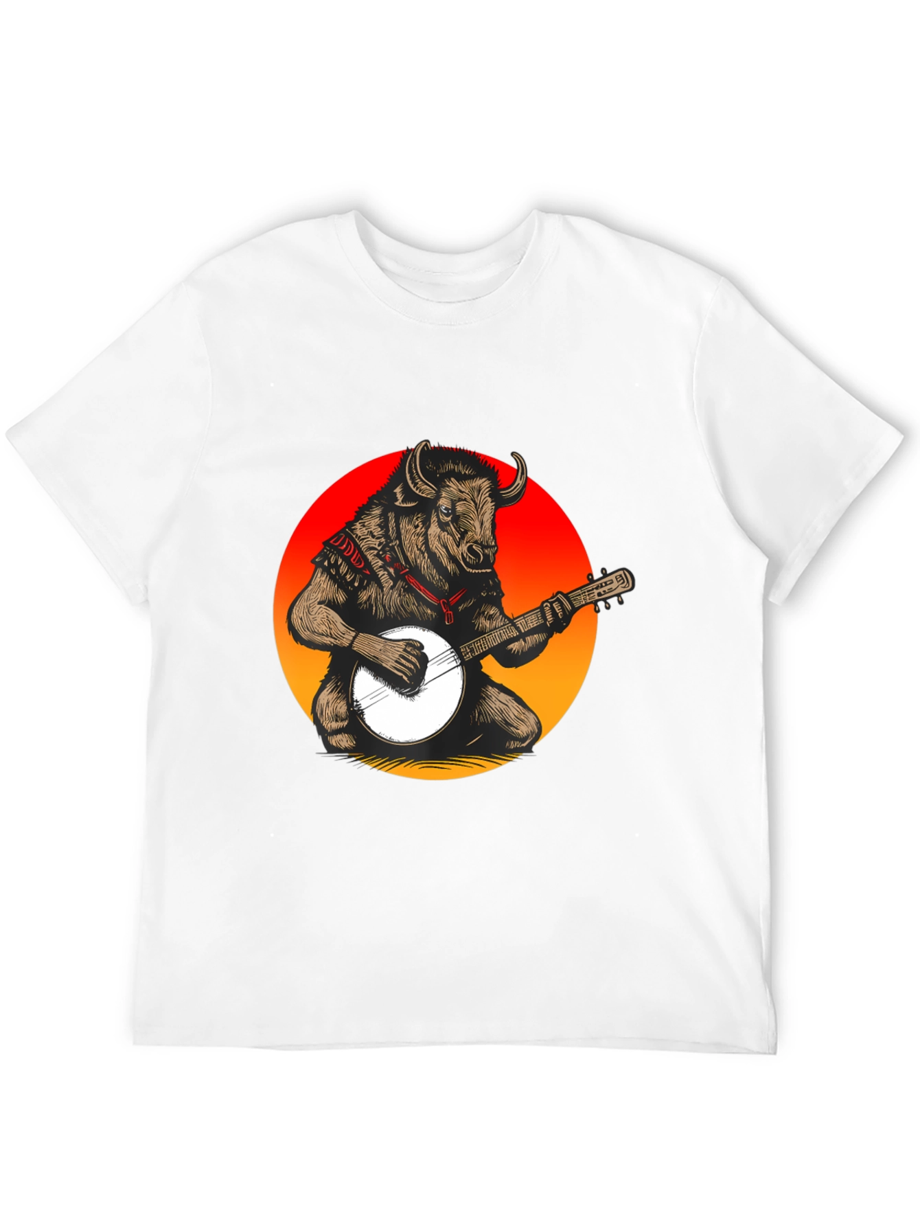 Bull with Banjo Graphic T-Shirt - Black