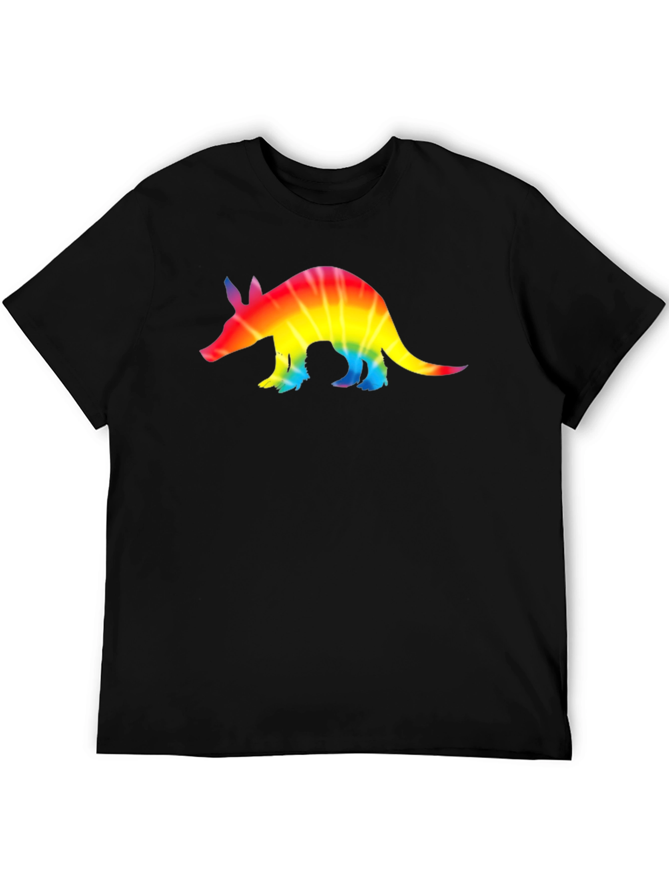 Rainbow Tie-Dye Armadillo Black T-Shirt
