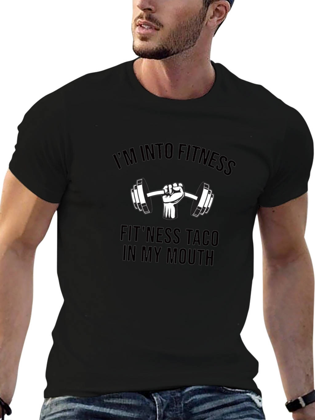Fitness Taco Black T-Shirt Gym Humor Graphic Tee