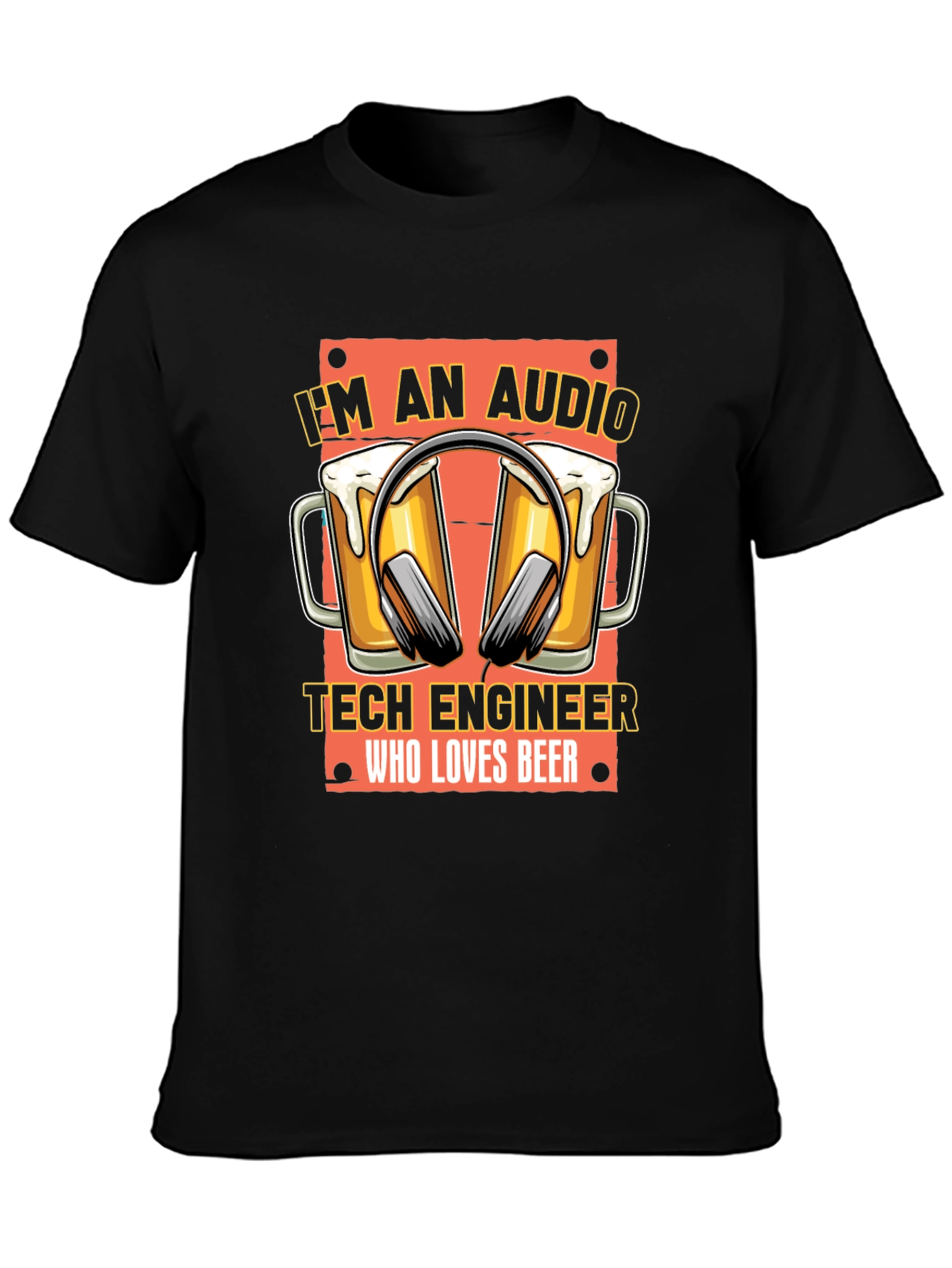 Audio Tech Engineer Beer Lover Black T-Shirt