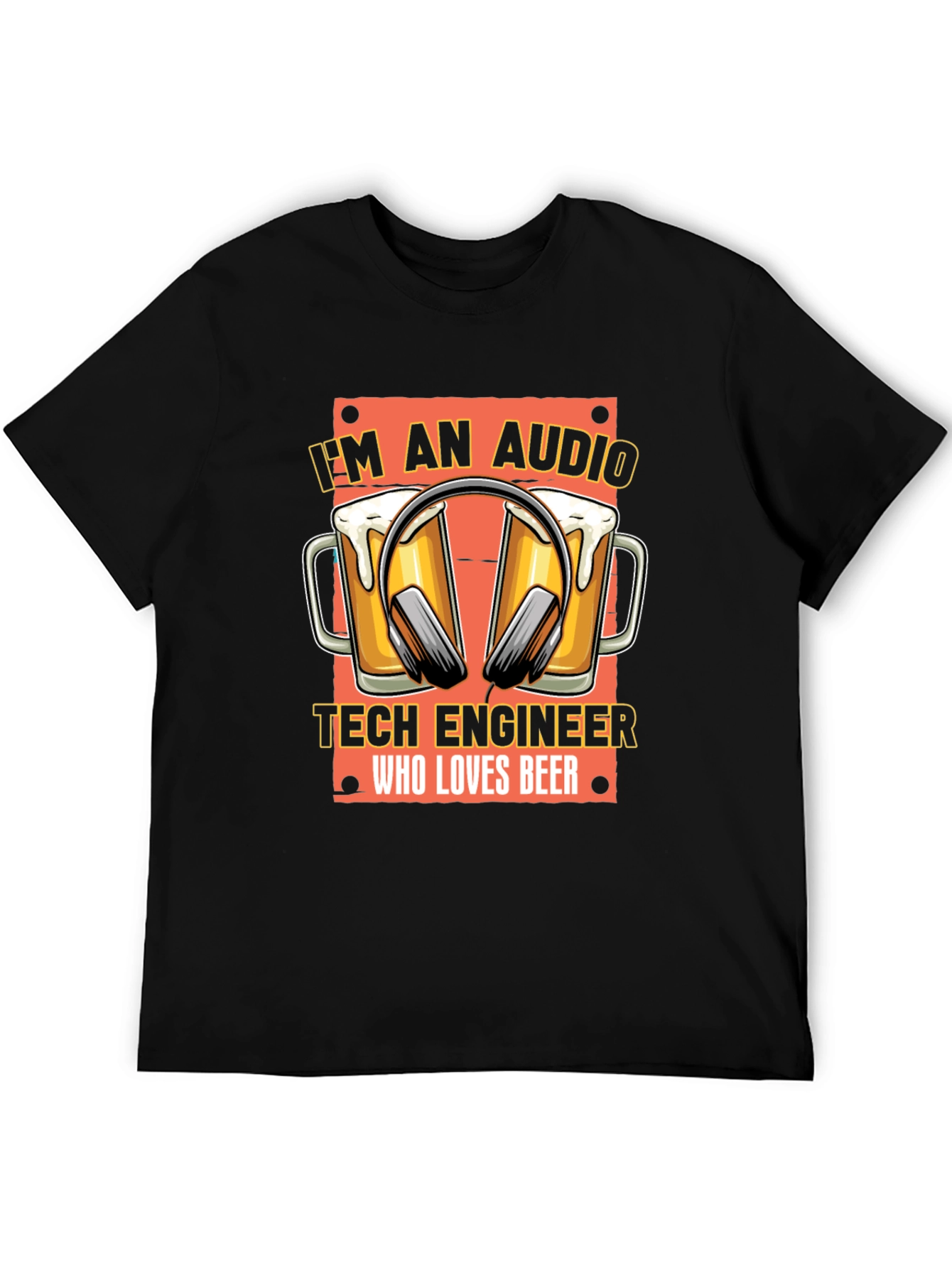 Audio Tech Engineer Beer Lover Black T-Shirt