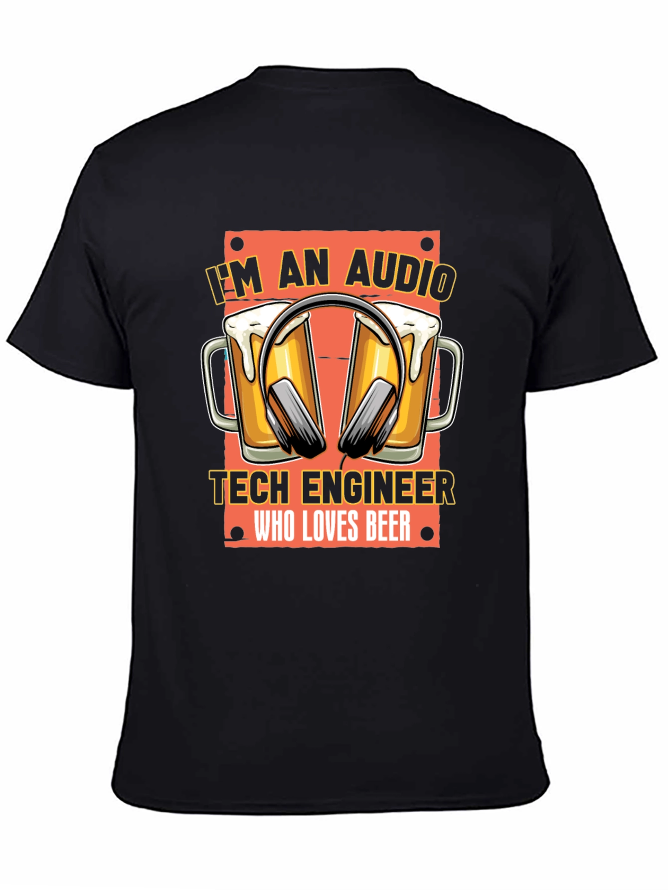 Audio Tech Engineer Beer Lover Black T-Shirt