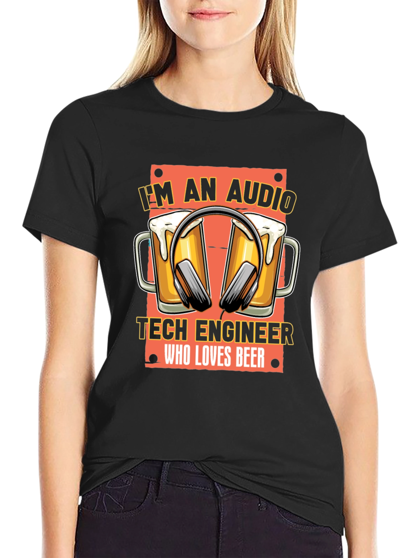 Audio Tech Engineer Beer Lover Black T-Shirt