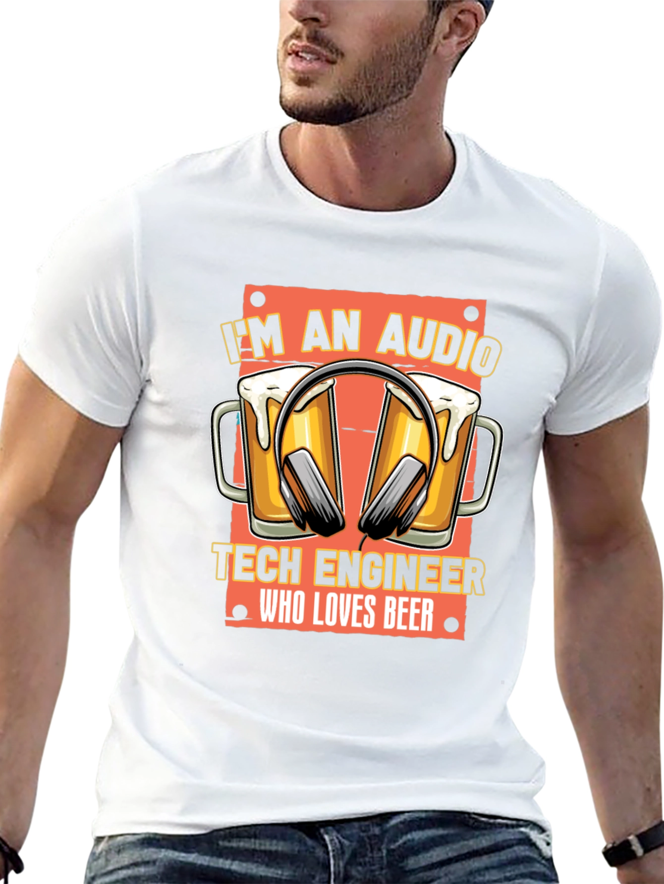 Audio Tech Engineer Beer Lover Black T-Shirt