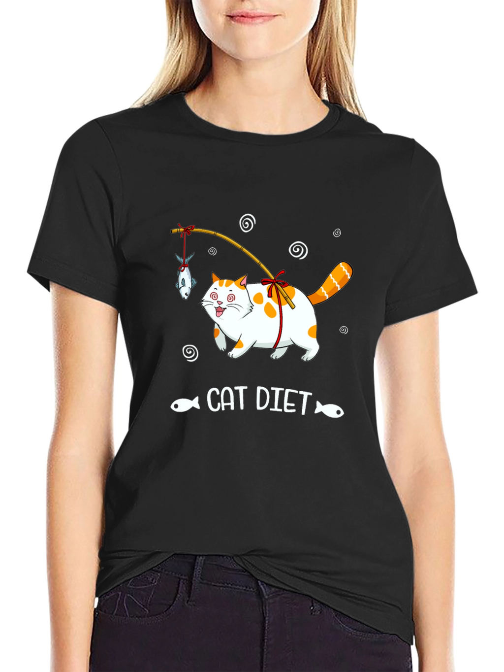 Funny Cat Diet T-Shirt - Unisex Black Tee