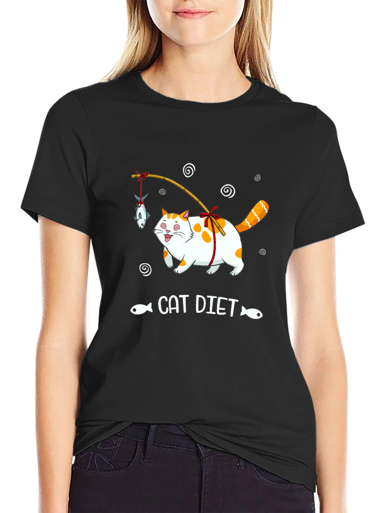Funny Cat Diet T-Shirt - Unisex Black Tee