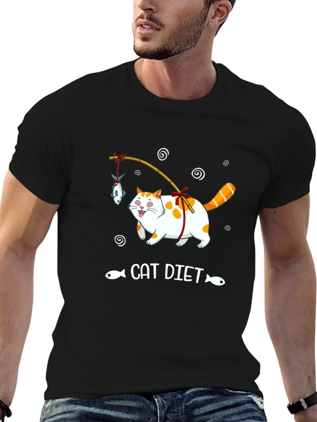 Funny Cat Diet T-Shirt - Unisex Black Tee