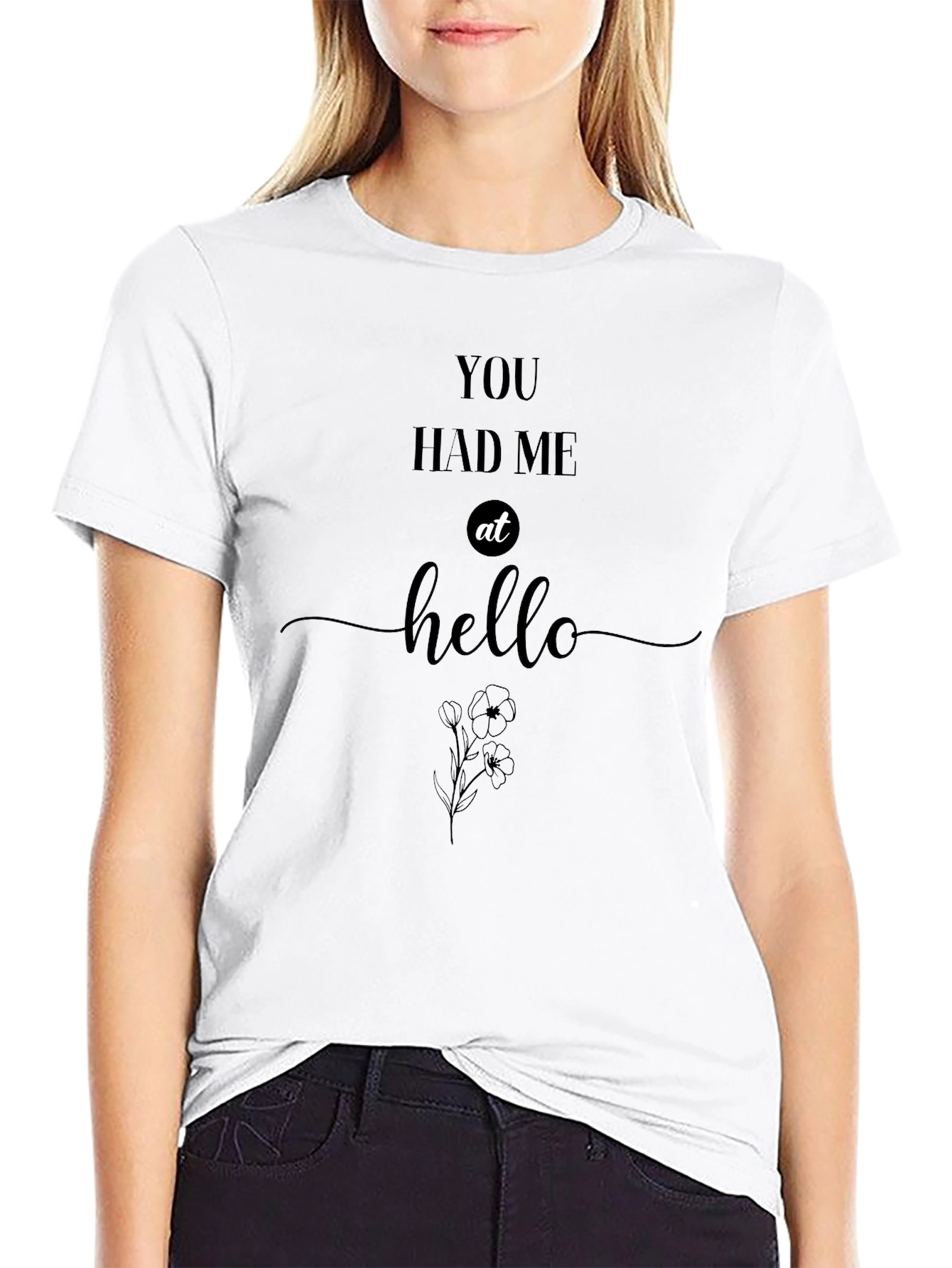 You Had Me At Hello Black Graphic Tee