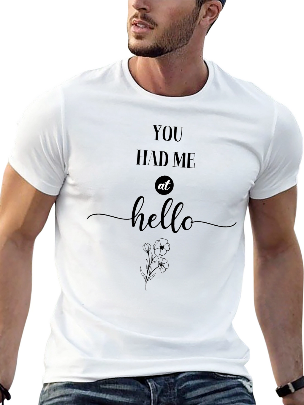 You Had Me At Hello Black Graphic Tee