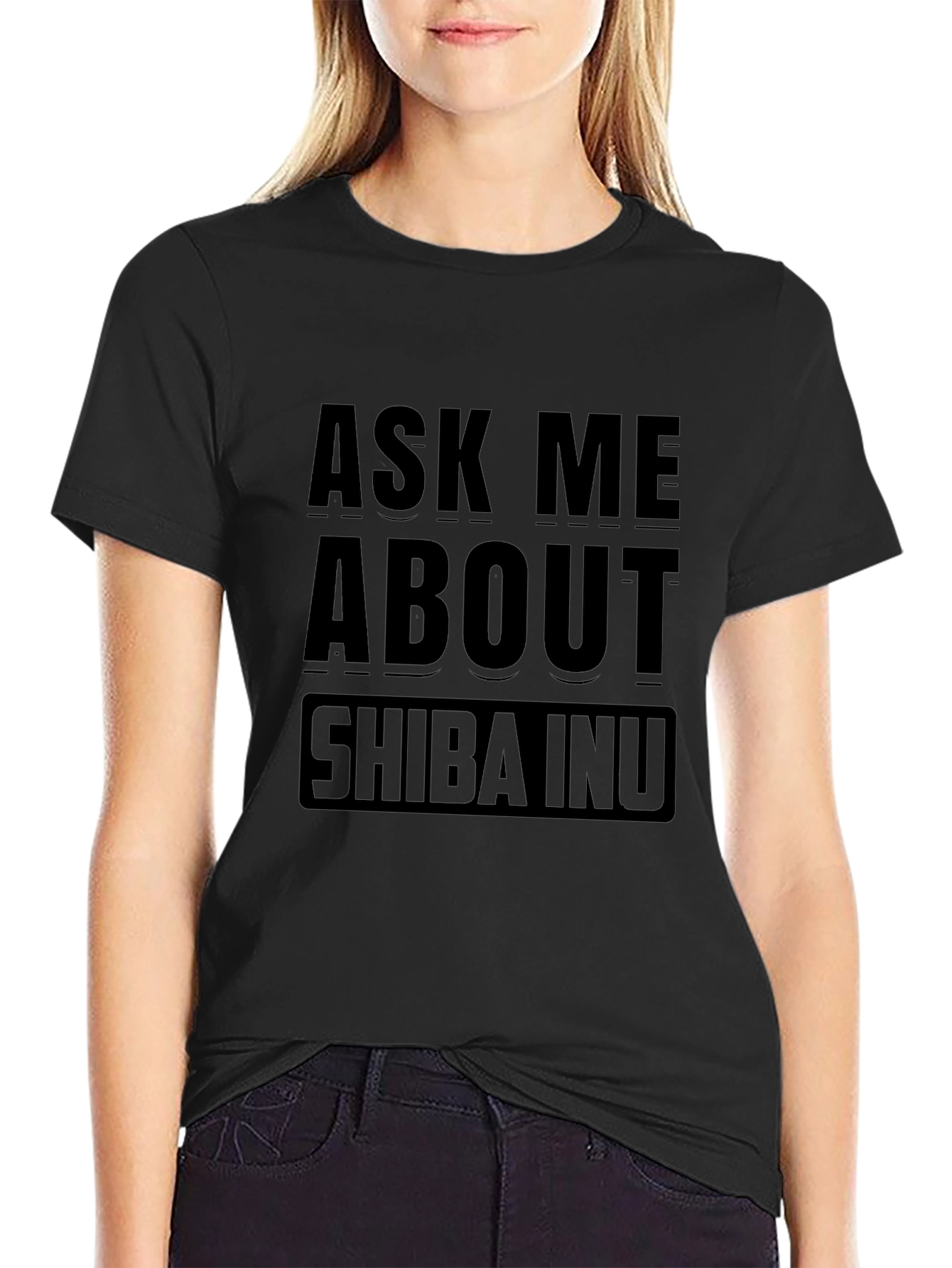 Ask Me About Shiba Inu Black T-Shirt