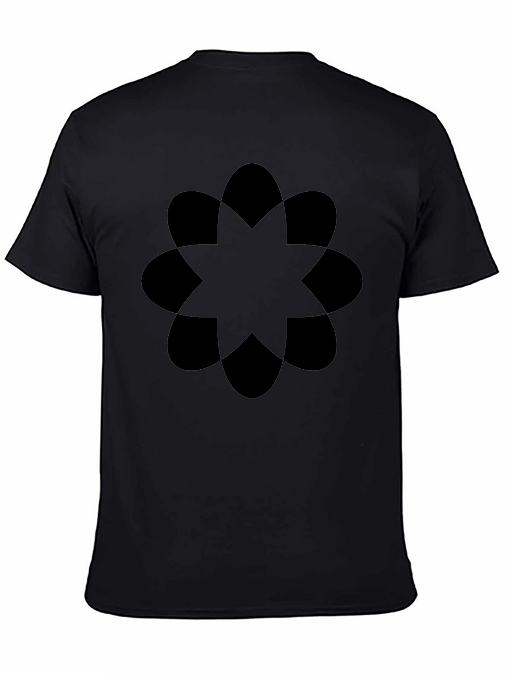 Geometric Flower T-Shirt - Black Crew Neck Casual Tee