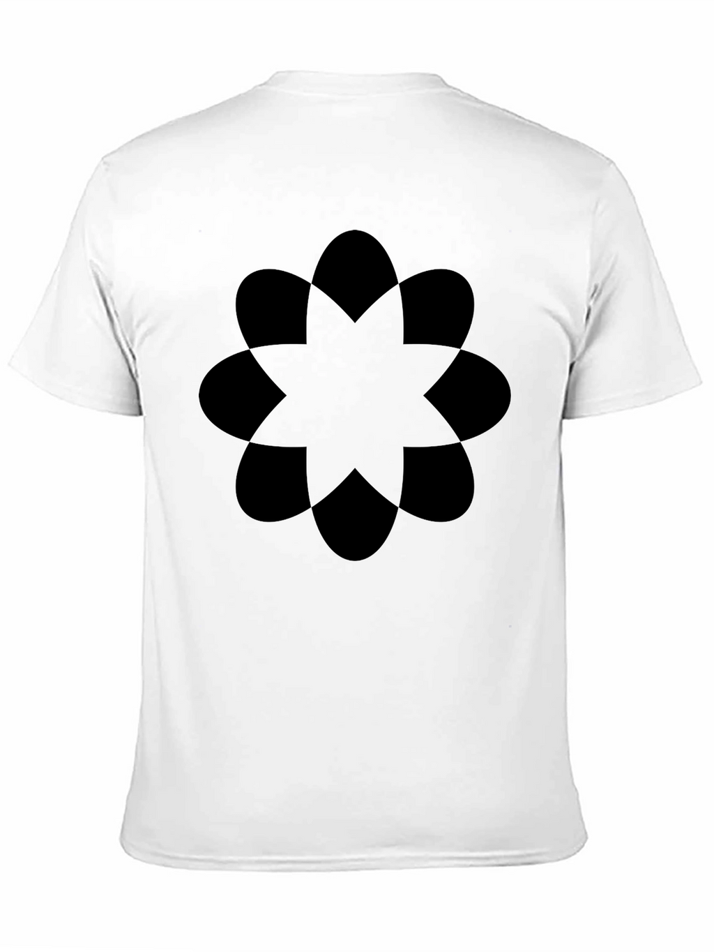 Geometric Flower T-Shirt - Black Crew Neck Casual Tee