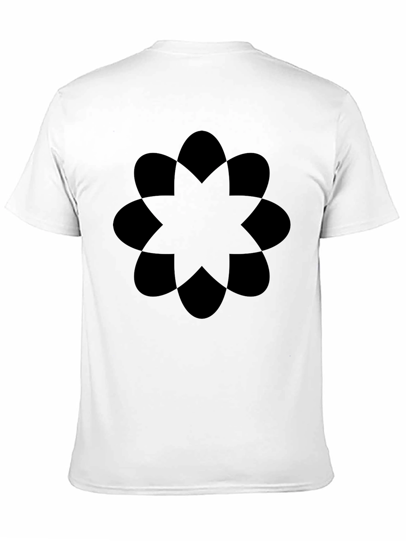 Geometric Flower T-Shirt - Black Crew Neck Casual Tee