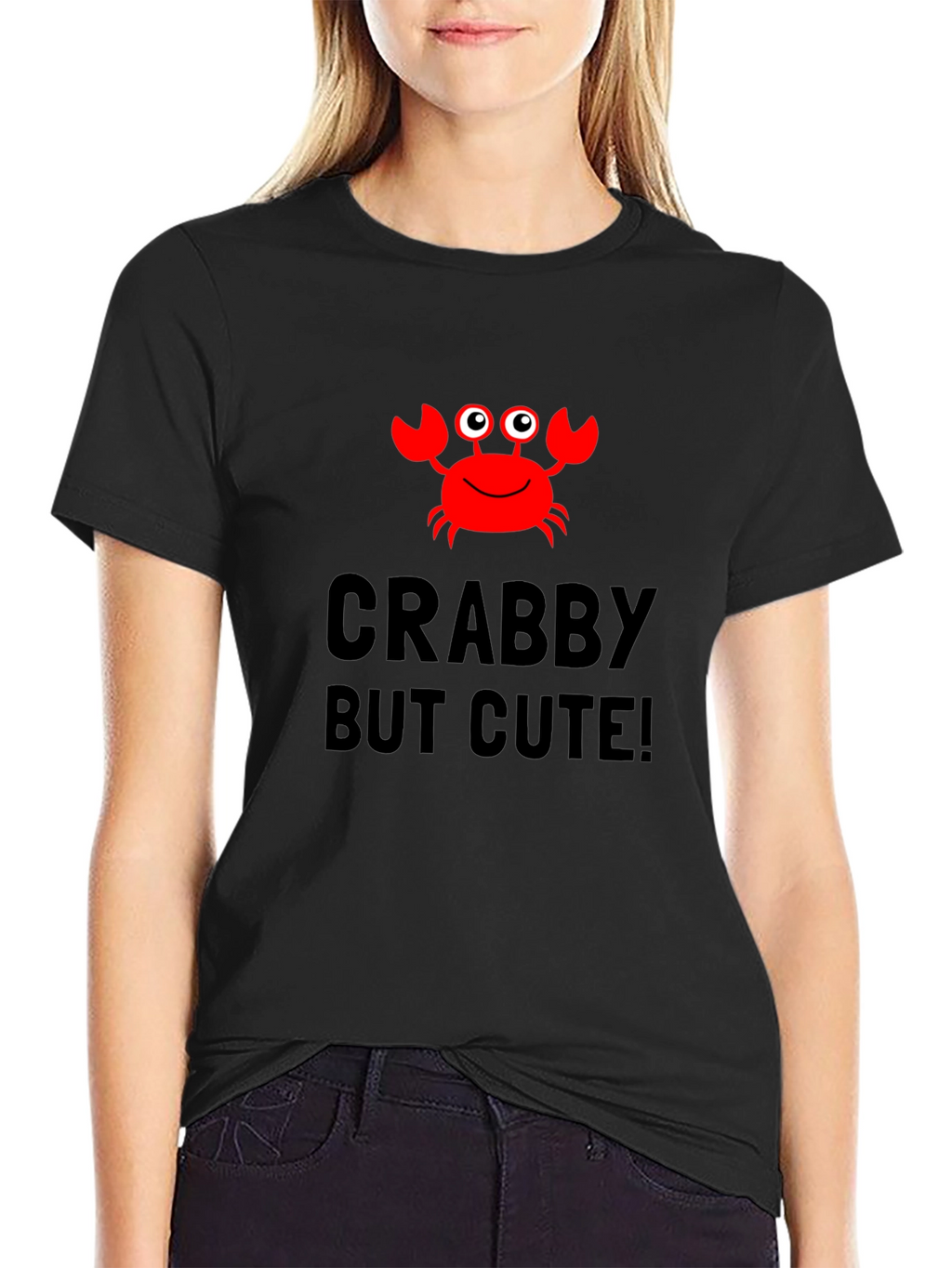 Crabby But Cute Black Graphic Tee