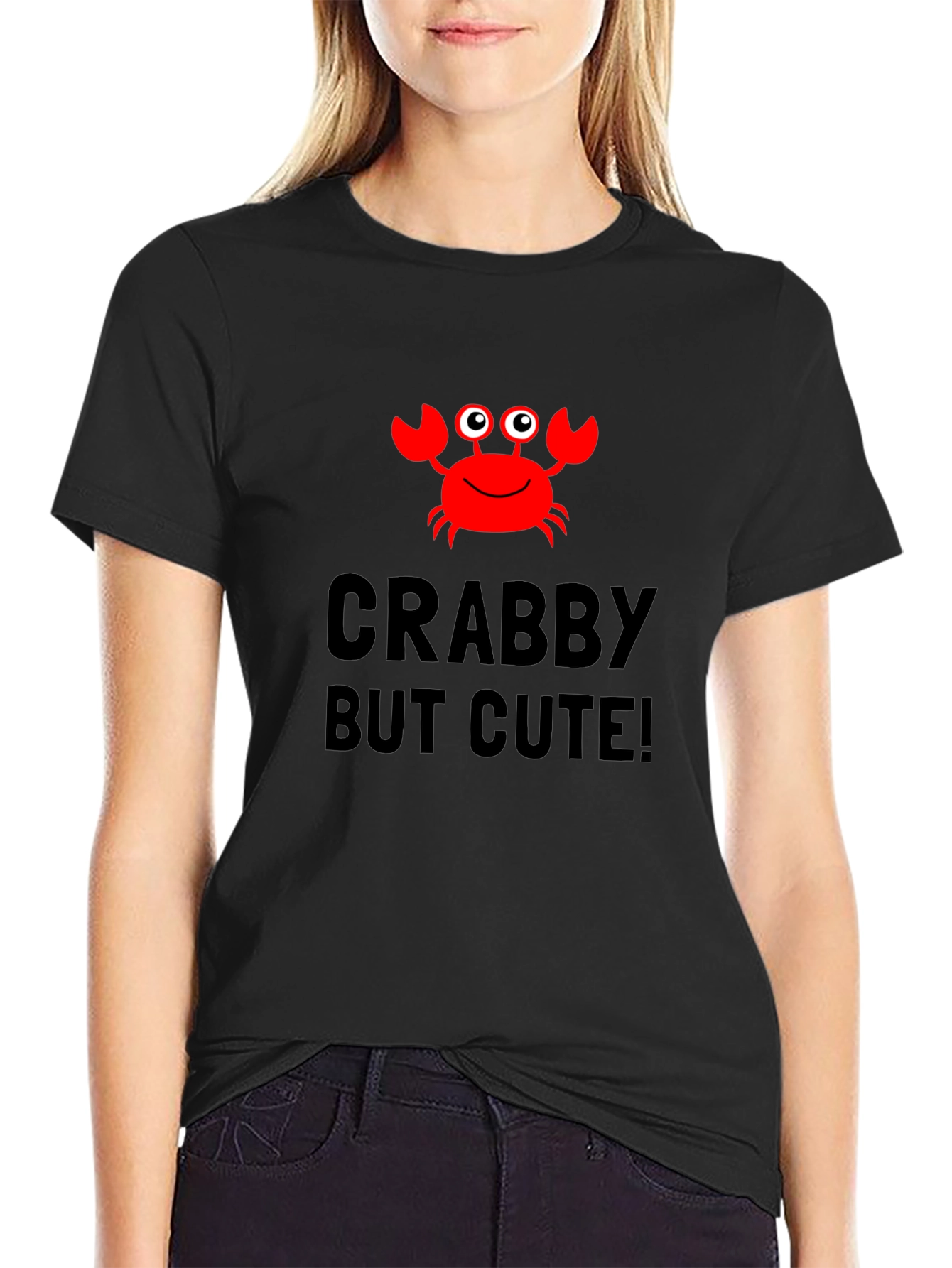 Crabby But Cute Black Graphic Tee