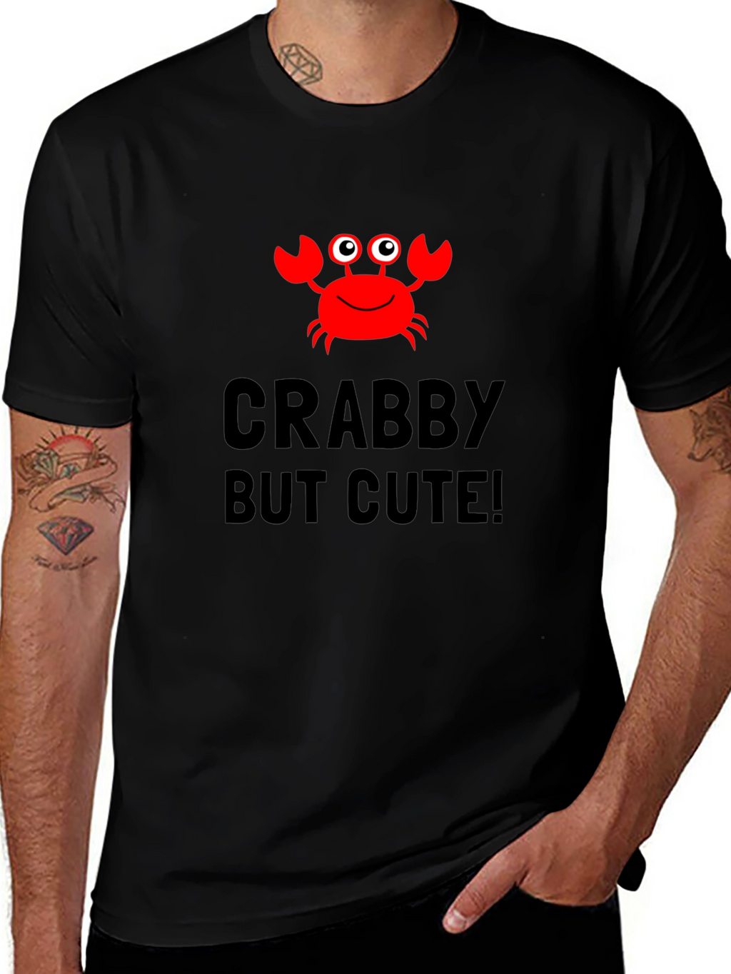 Crabby But Cute Black Graphic Tee