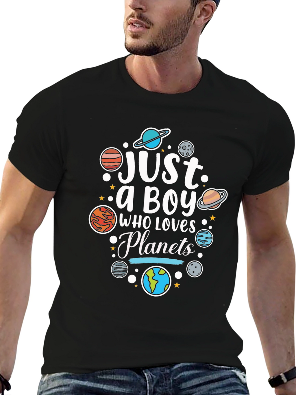 Just a Boy Who Loves Planets Graphic T-Shirt