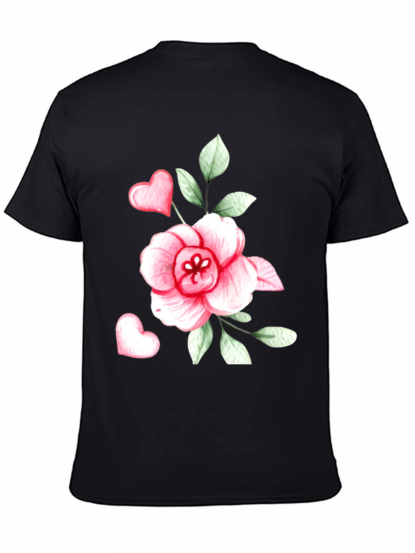Floral Heart Graphic Tee - Trendy Black Cotton T-Shirt