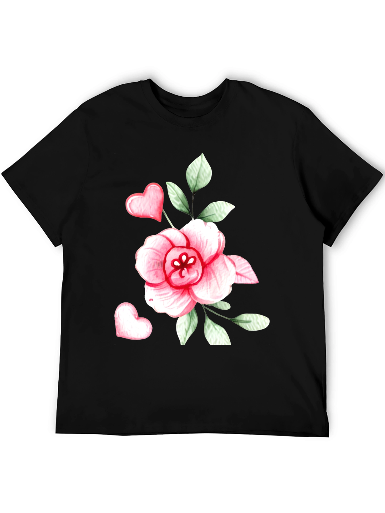 Floral Heart Graphic Tee - Trendy Black Cotton T-Shirt