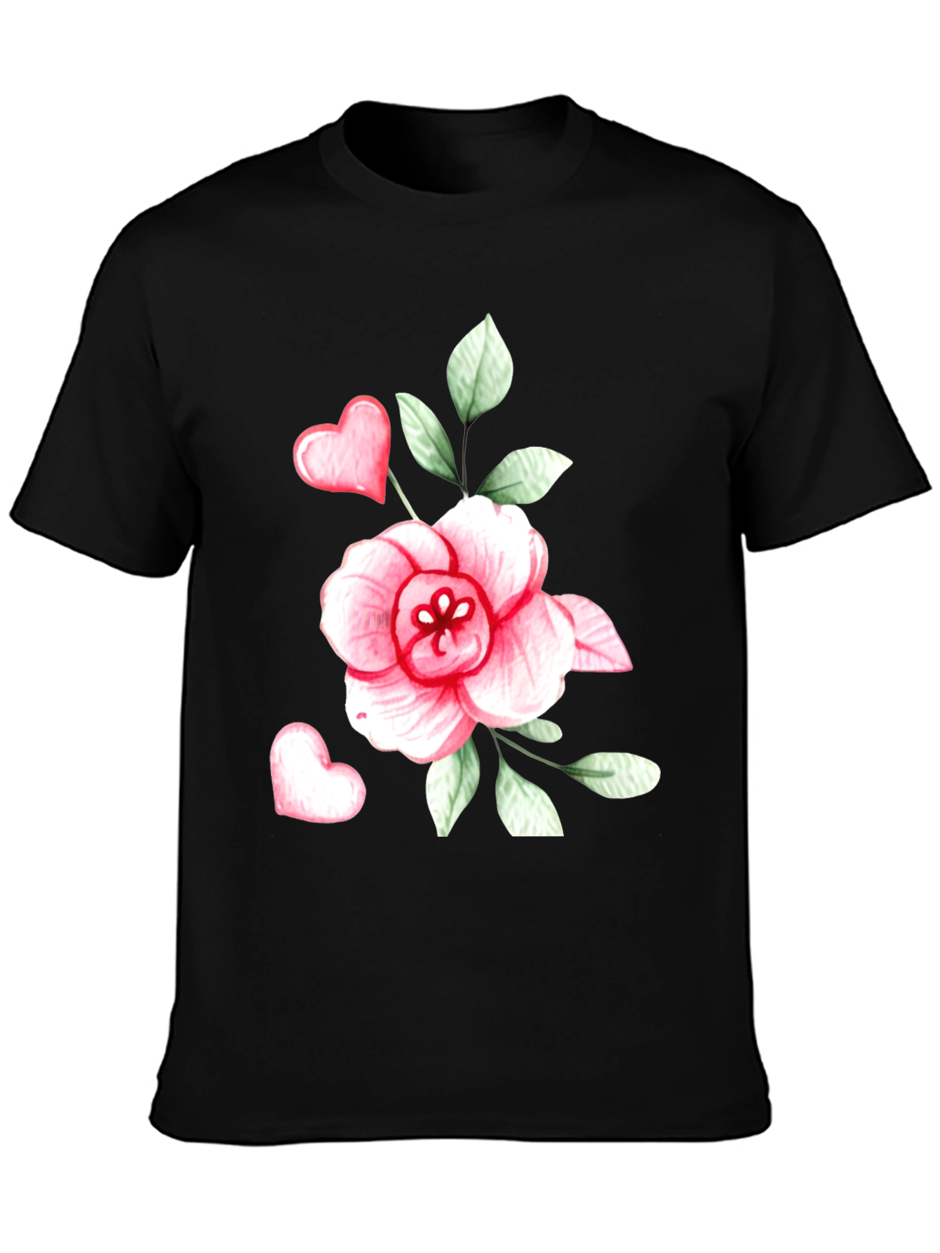 Floral Heart Graphic Tee - Trendy Black Cotton T-Shirt