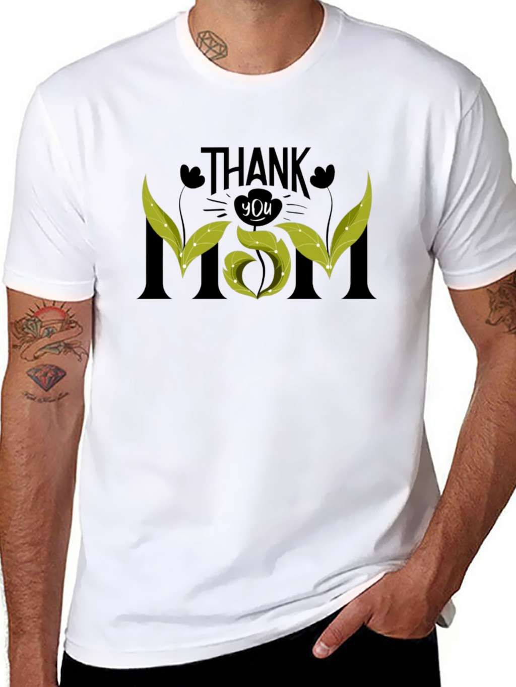 Thank You Mom Black Graphic Tee