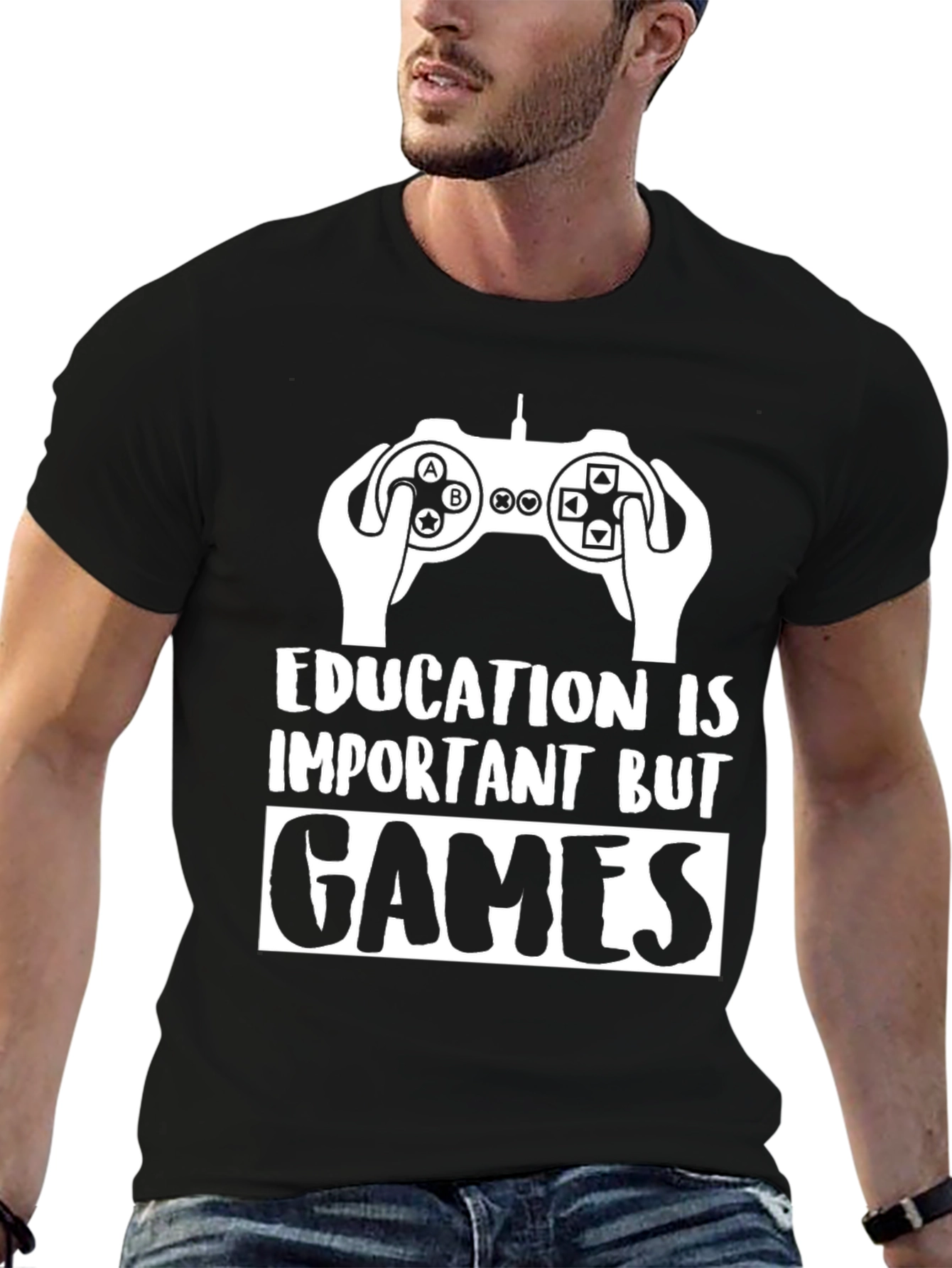 Gamer T-Shirt - Education is Important But Games