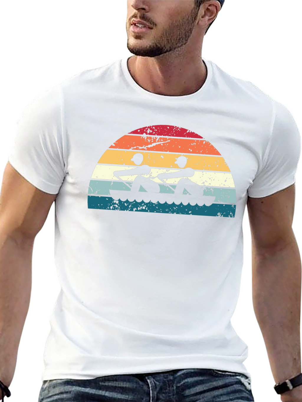 Rowing Sunset Graphic Tee - Black