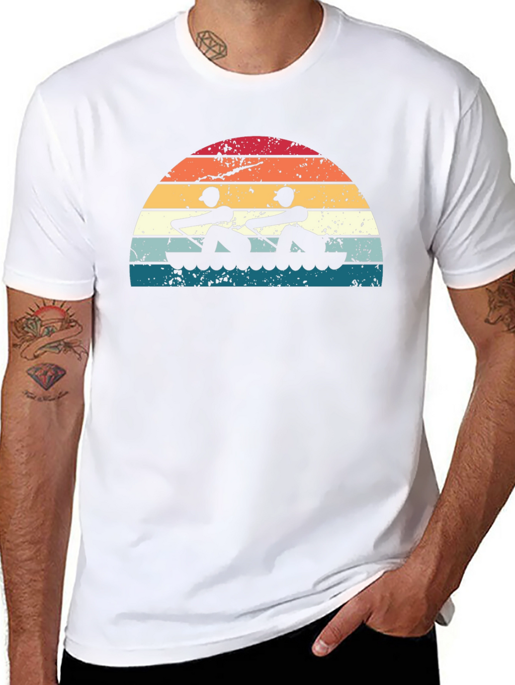 Rowing Sunset Graphic Tee - Black