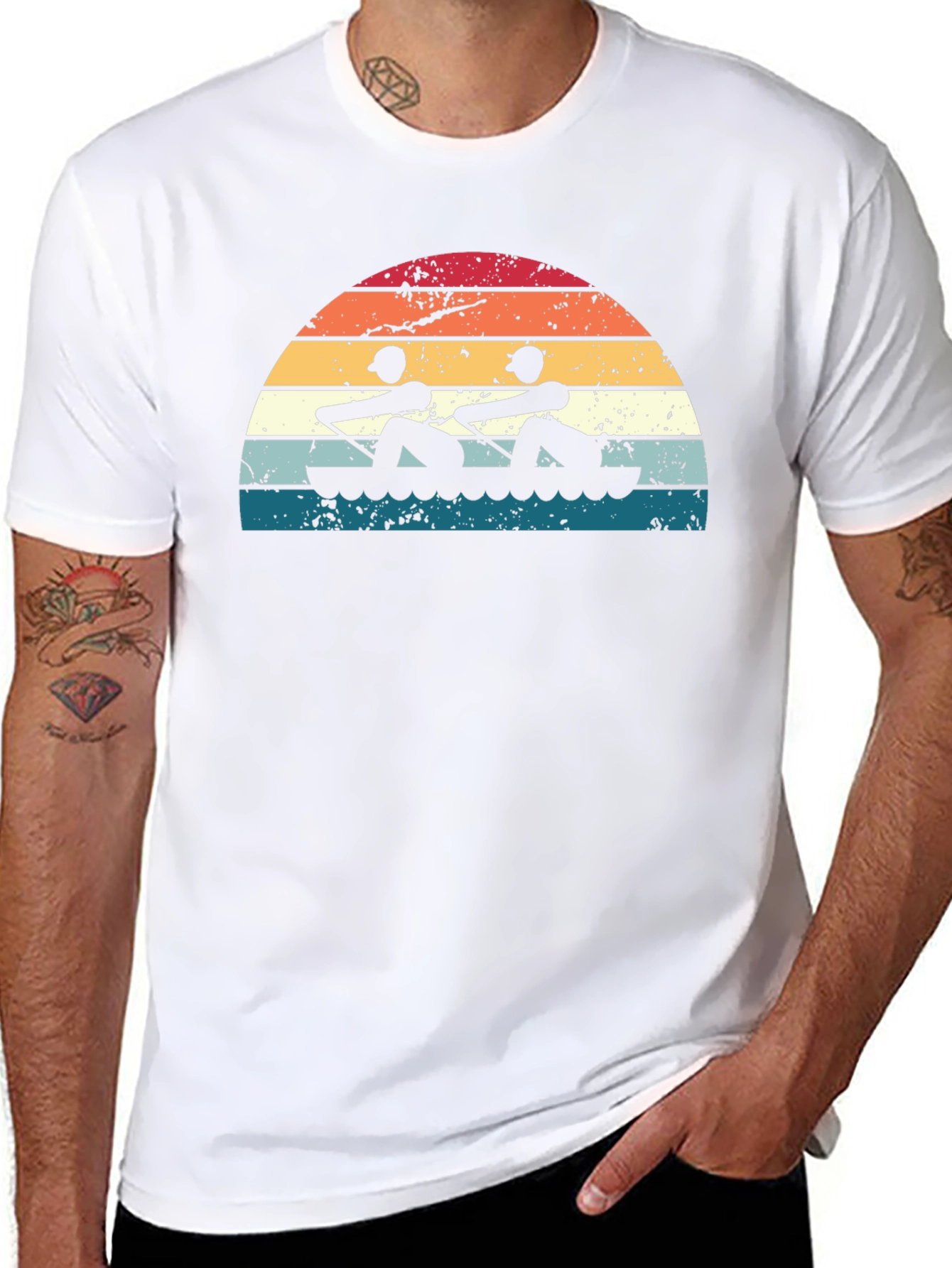Rowing Sunset Graphic Tee - Black