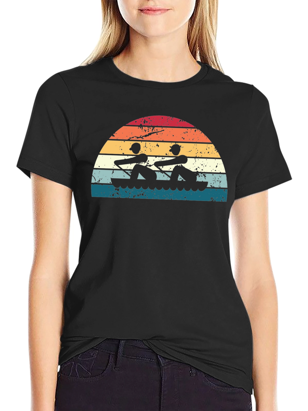 Rowing Sunset Graphic Tee - Black