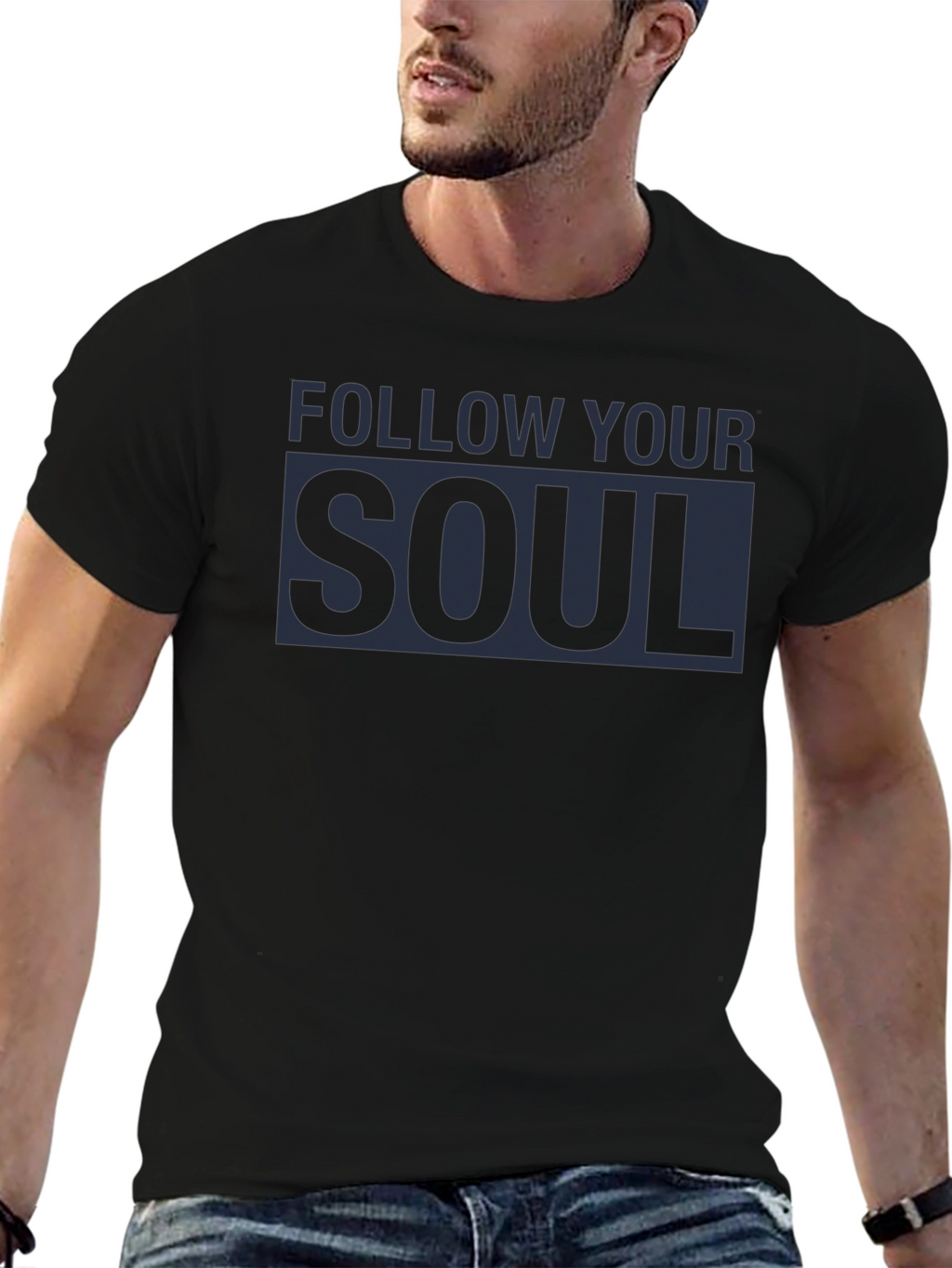 Follow Your Soul Graphic Tee - Black Cotton Blend