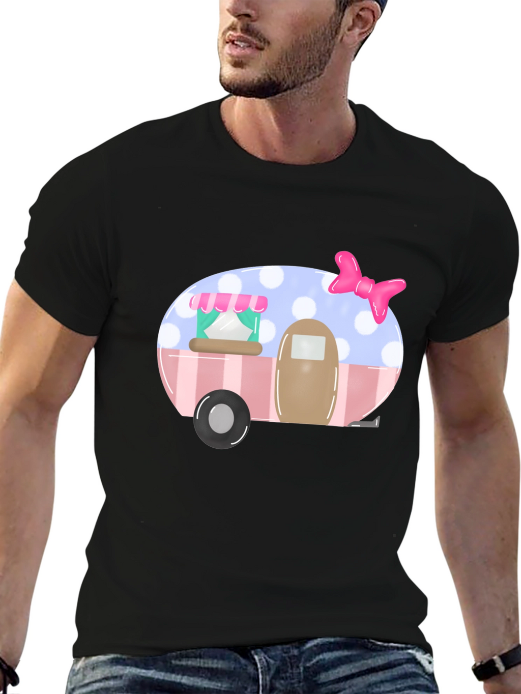 Cute Camper Graphic Tee - Black