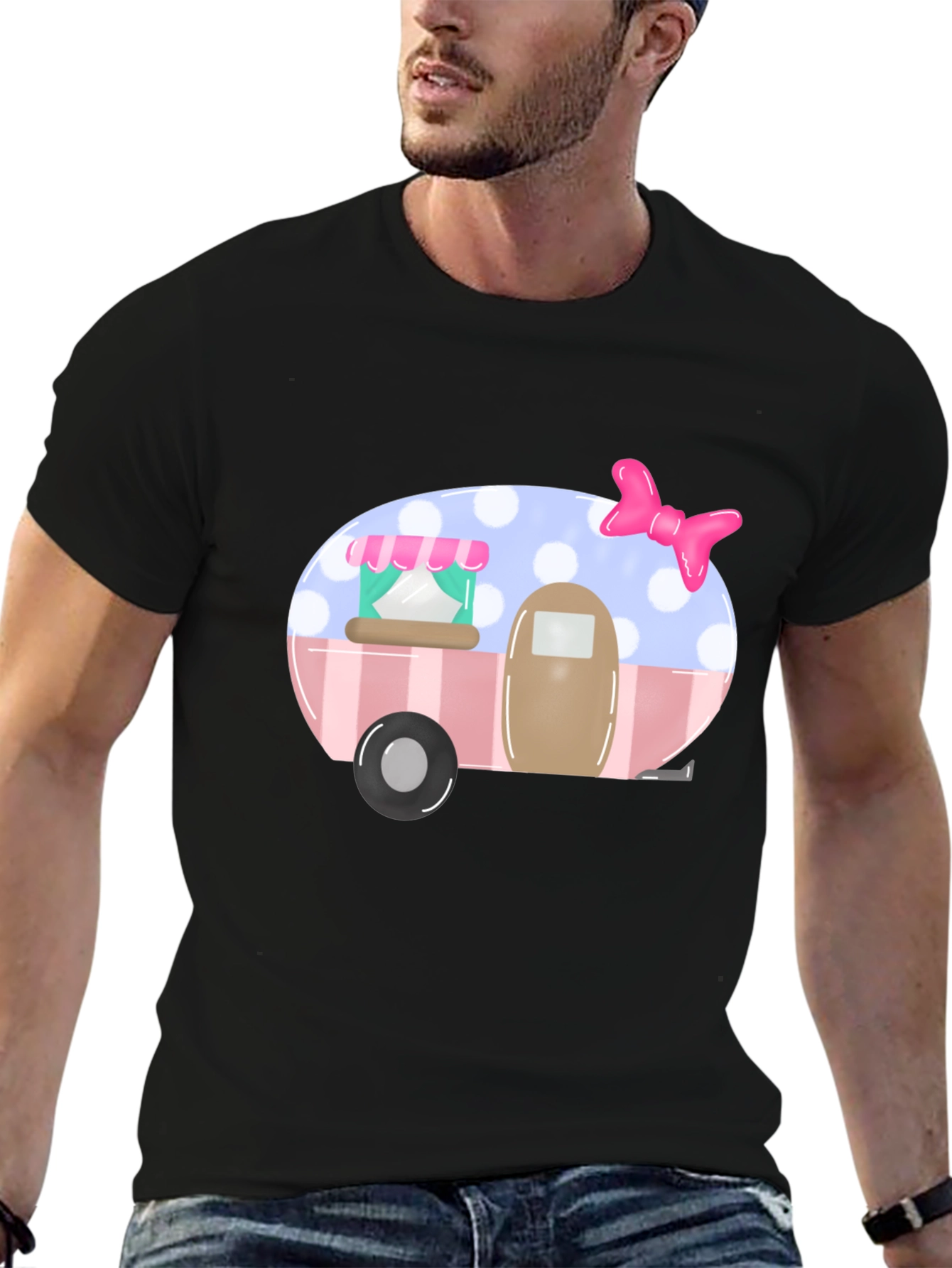 Cute Camper Graphic Tee - Black