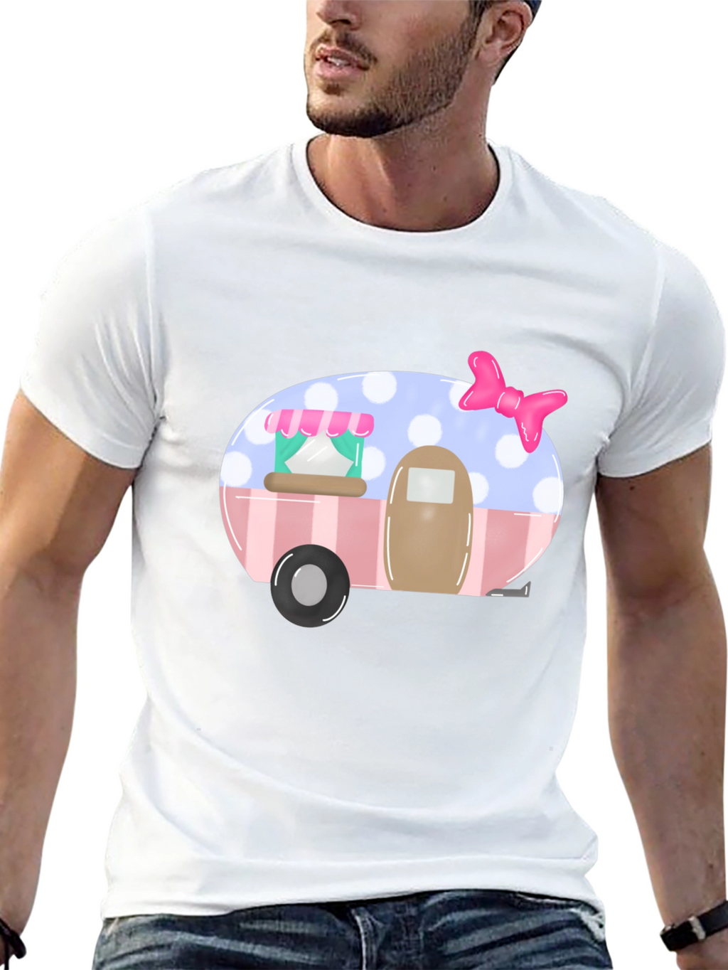 Cute Camper Graphic Tee - Black